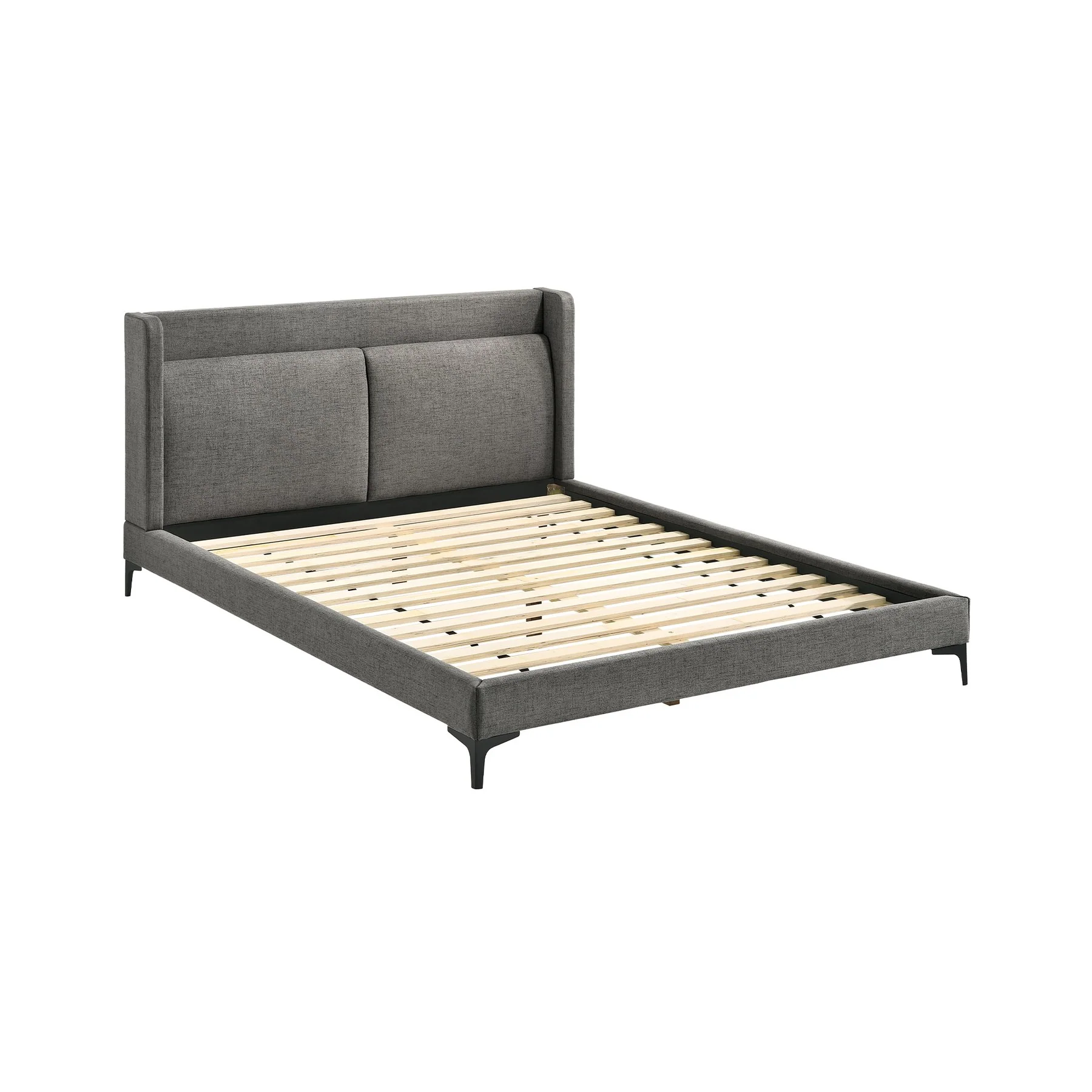 Legend 4 Piece Gray Fabric Queen Platform Bedroom Set with Dresser and Nightstands - Image 2
