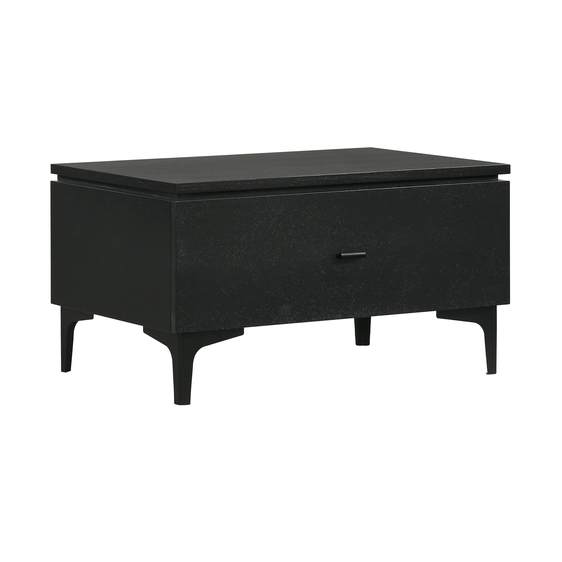 Legend Black Glaze Ash Veneer 1 Drawer Nightstand with Metal Legs - Image 2