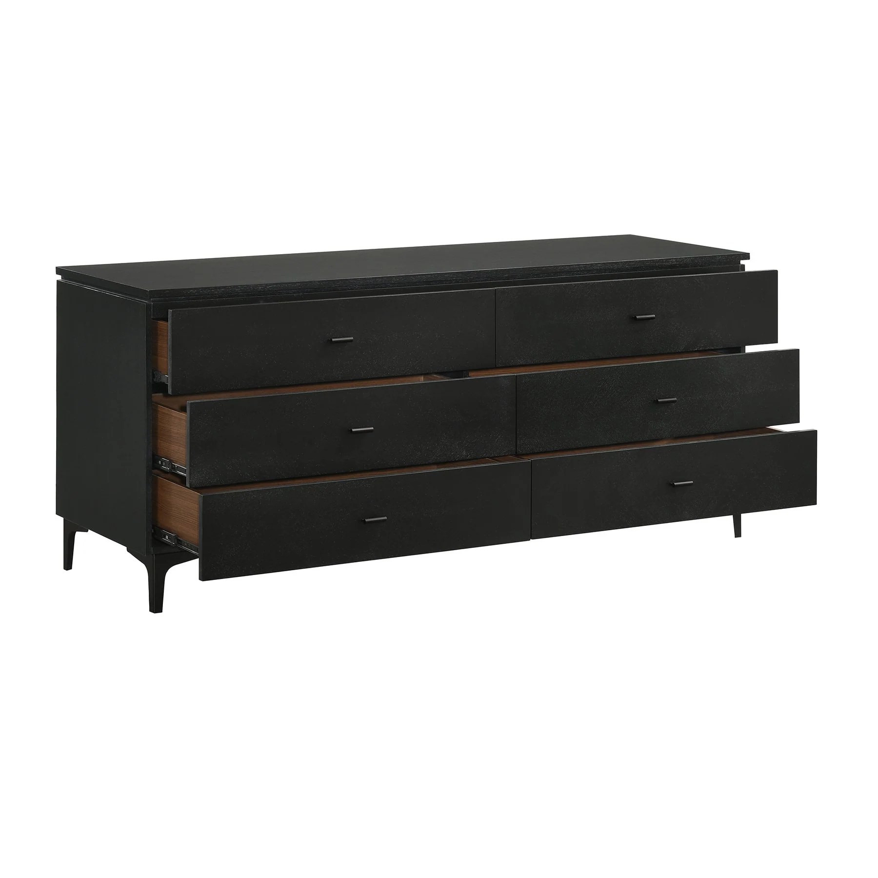 Legend Black Glaze Ash Veneer 6 Drawer Dresser with Metal Legs - Image 3