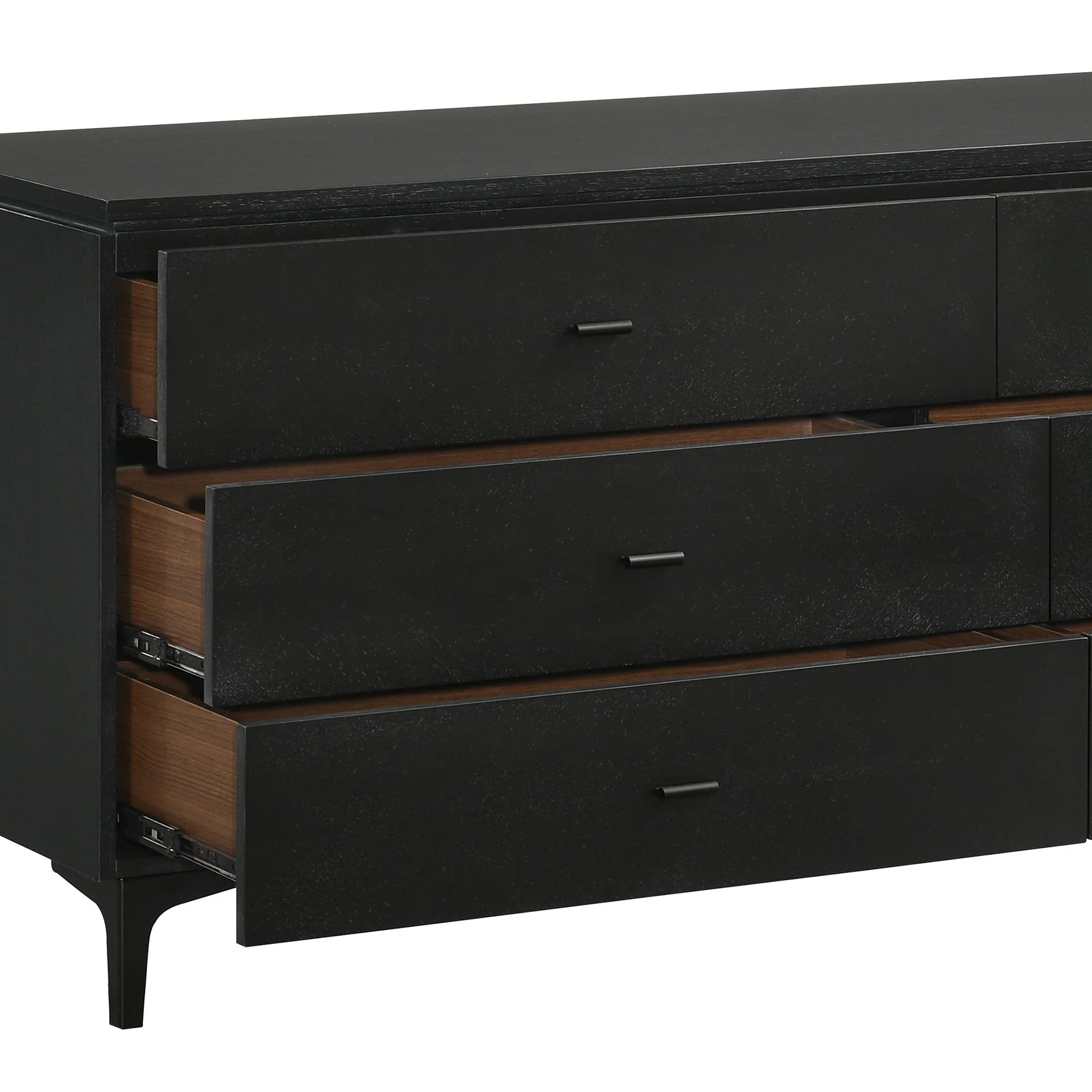 Legend Black Glaze Ash Veneer 6 Drawer Dresser with Metal Legs - Image 5