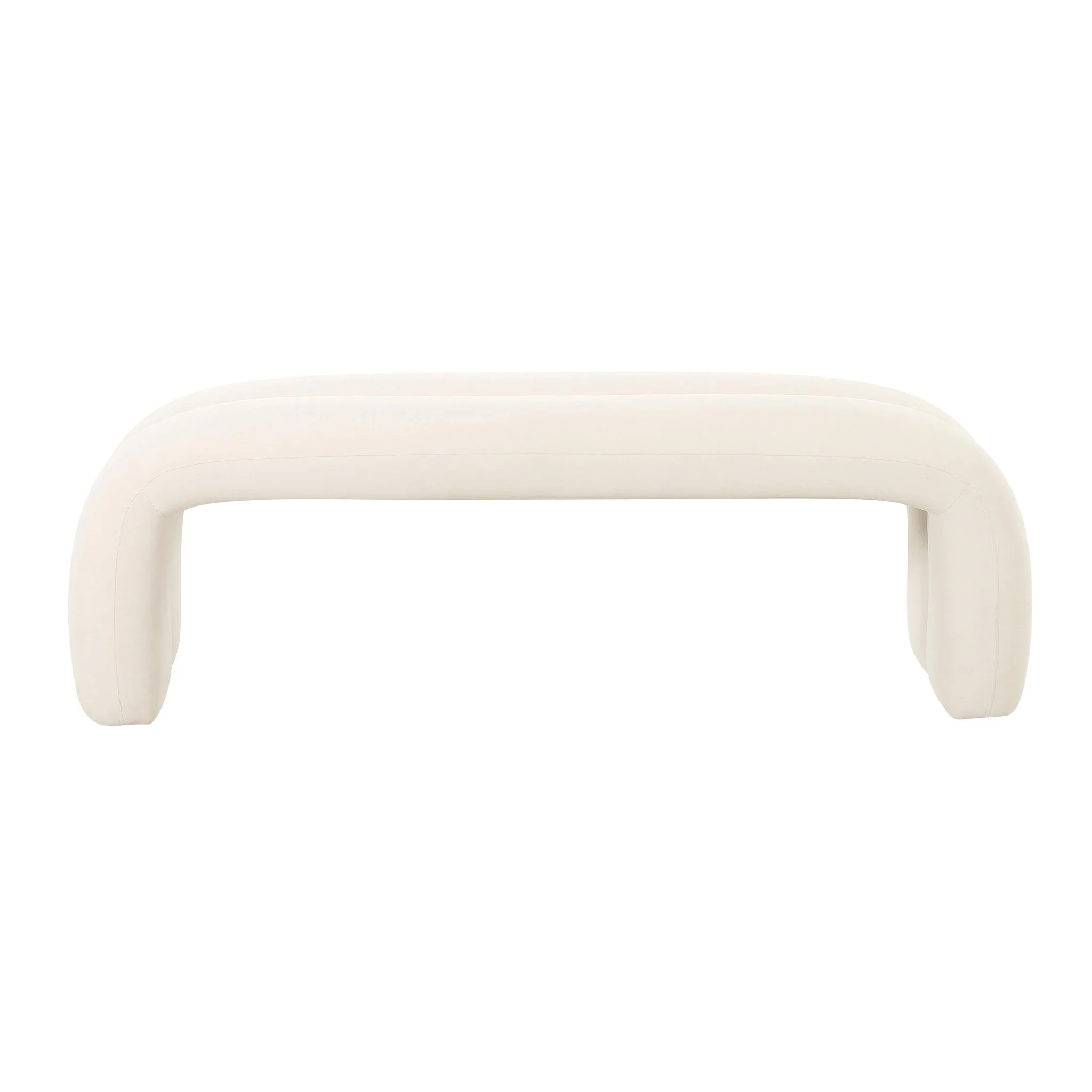 Leigh Cream Velvet Channeled Bench - Image 4