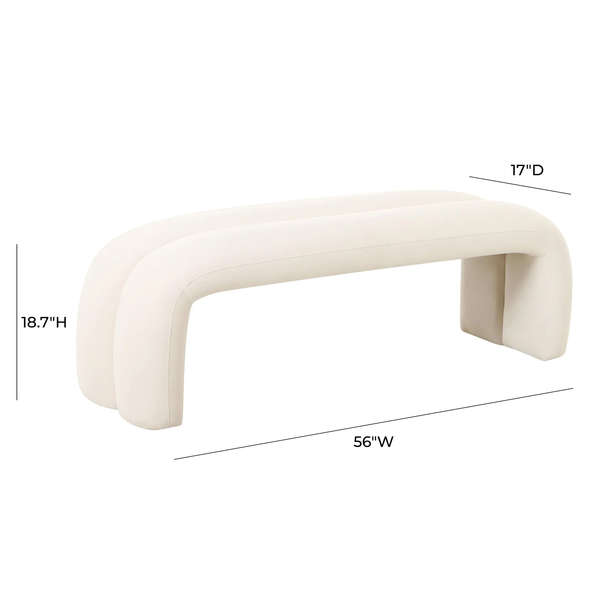 Leigh Cream Velvet Channeled Bench - Image 7