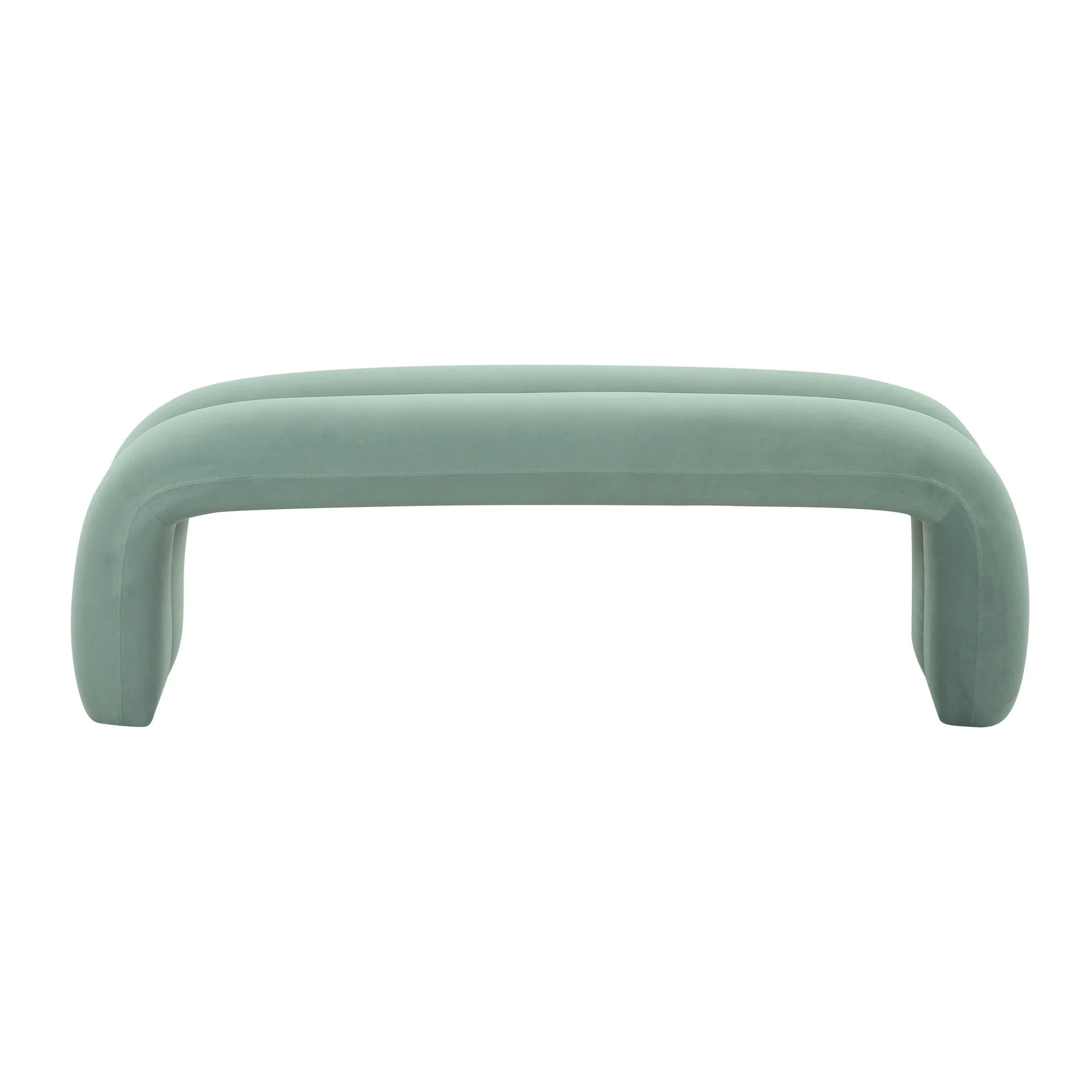 Leigh Green Velvet Channeled Bench - Image 4
