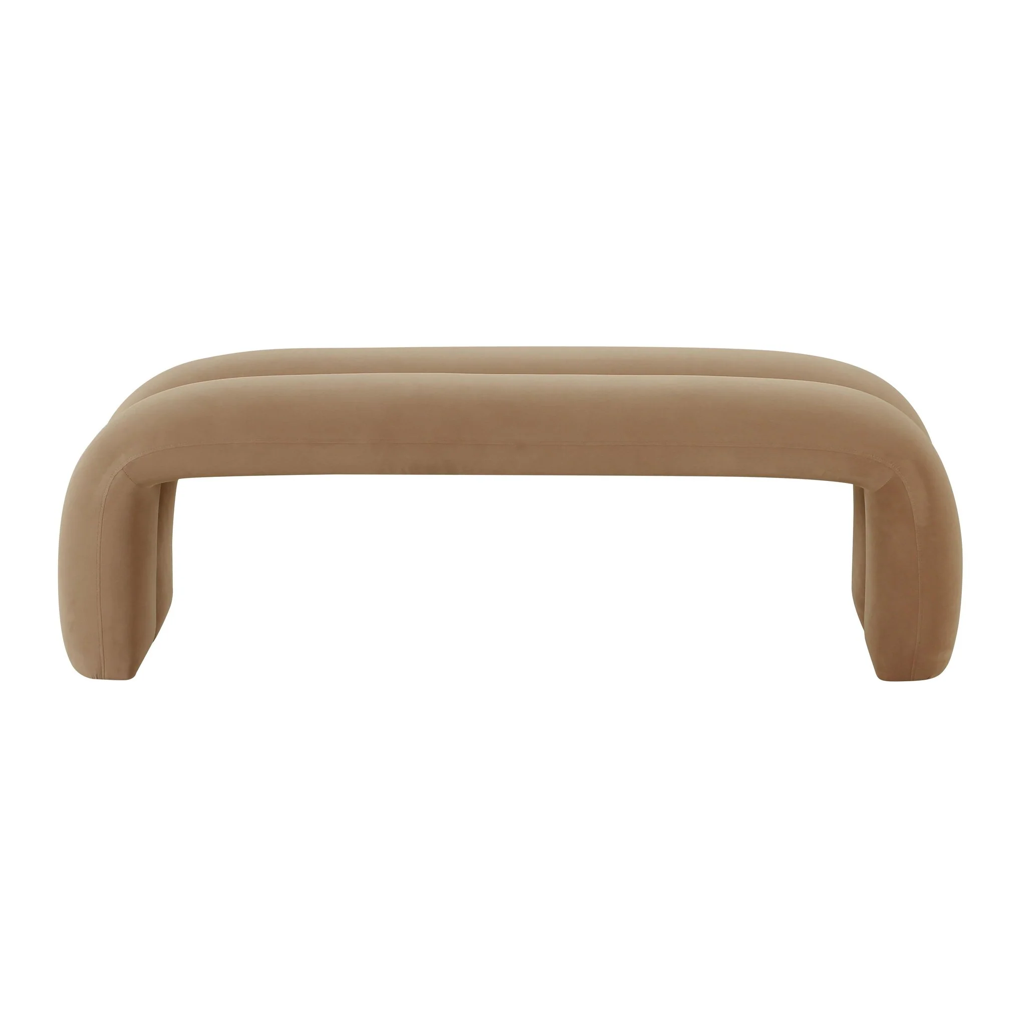 Leigh Taupe Velvet Channeled Bench - Image 4
