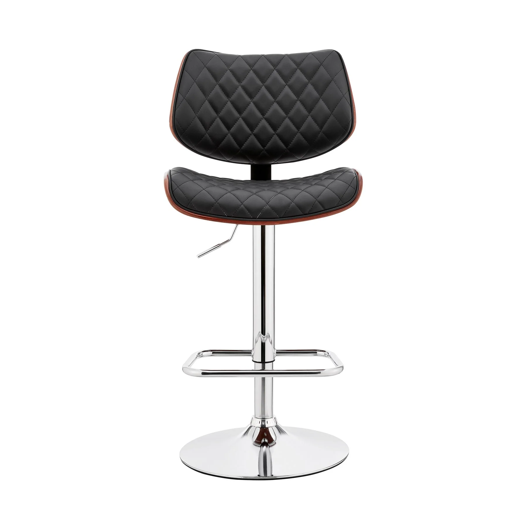 Leland Adjustable Black Faux Leather and Chrome Finish Bar Stool - Image 2