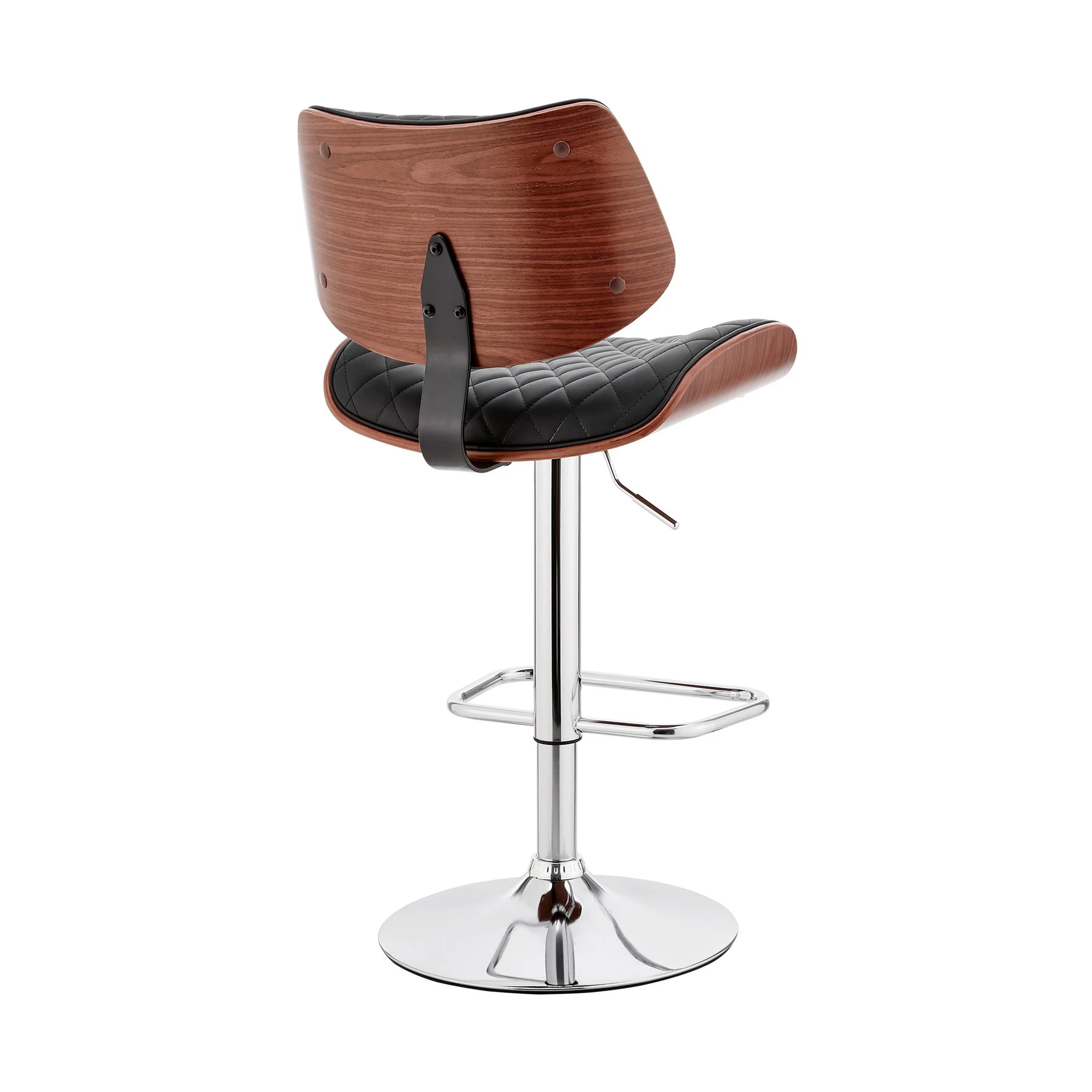 Leland Adjustable Black Faux Leather and Chrome Finish Bar Stool - Image 4