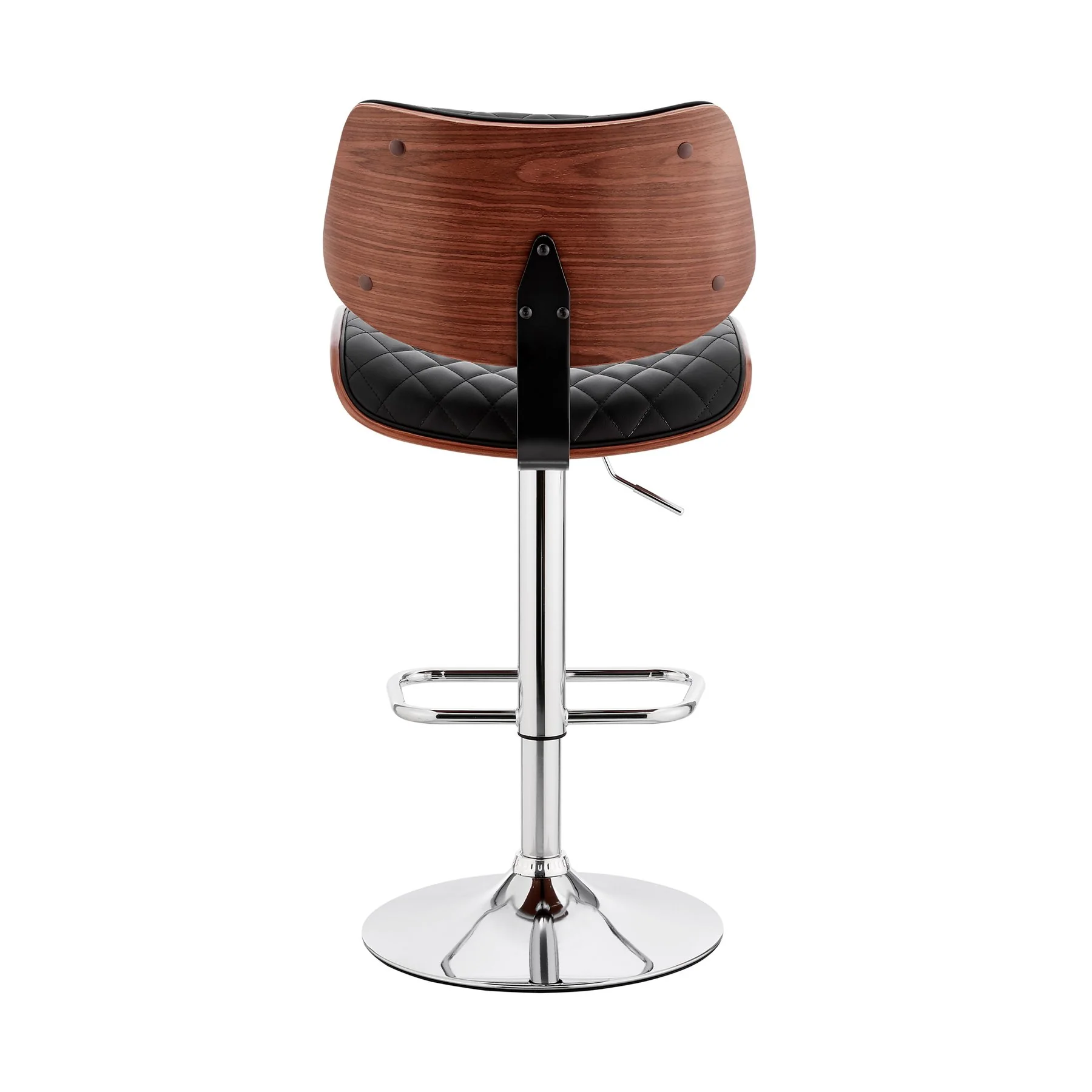 Leland Adjustable Black Faux Leather and Chrome Finish Bar Stool - Image 5