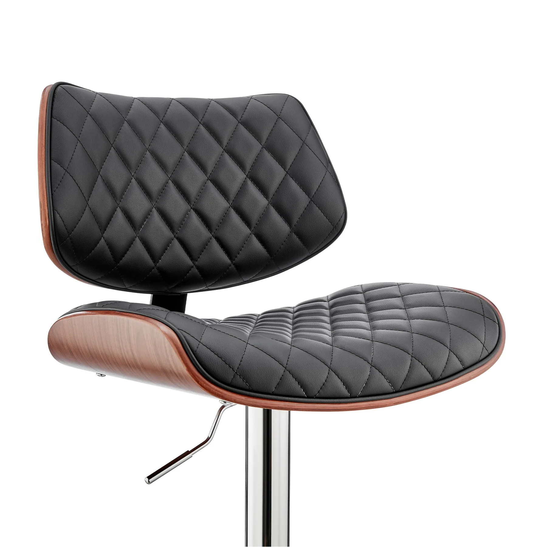 Leland Adjustable Black Faux Leather and Chrome Finish Bar Stool - Image 6
