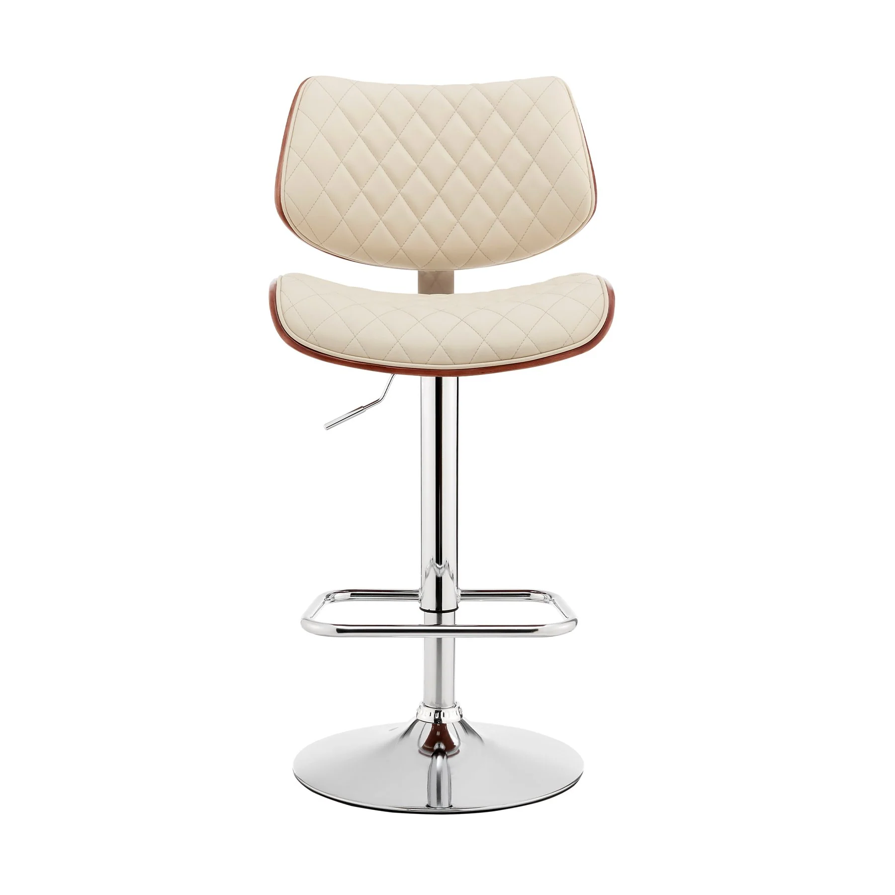 Leland Adjustable Cream Faux Leather and Chrome Finish Bar Stool - Image 2