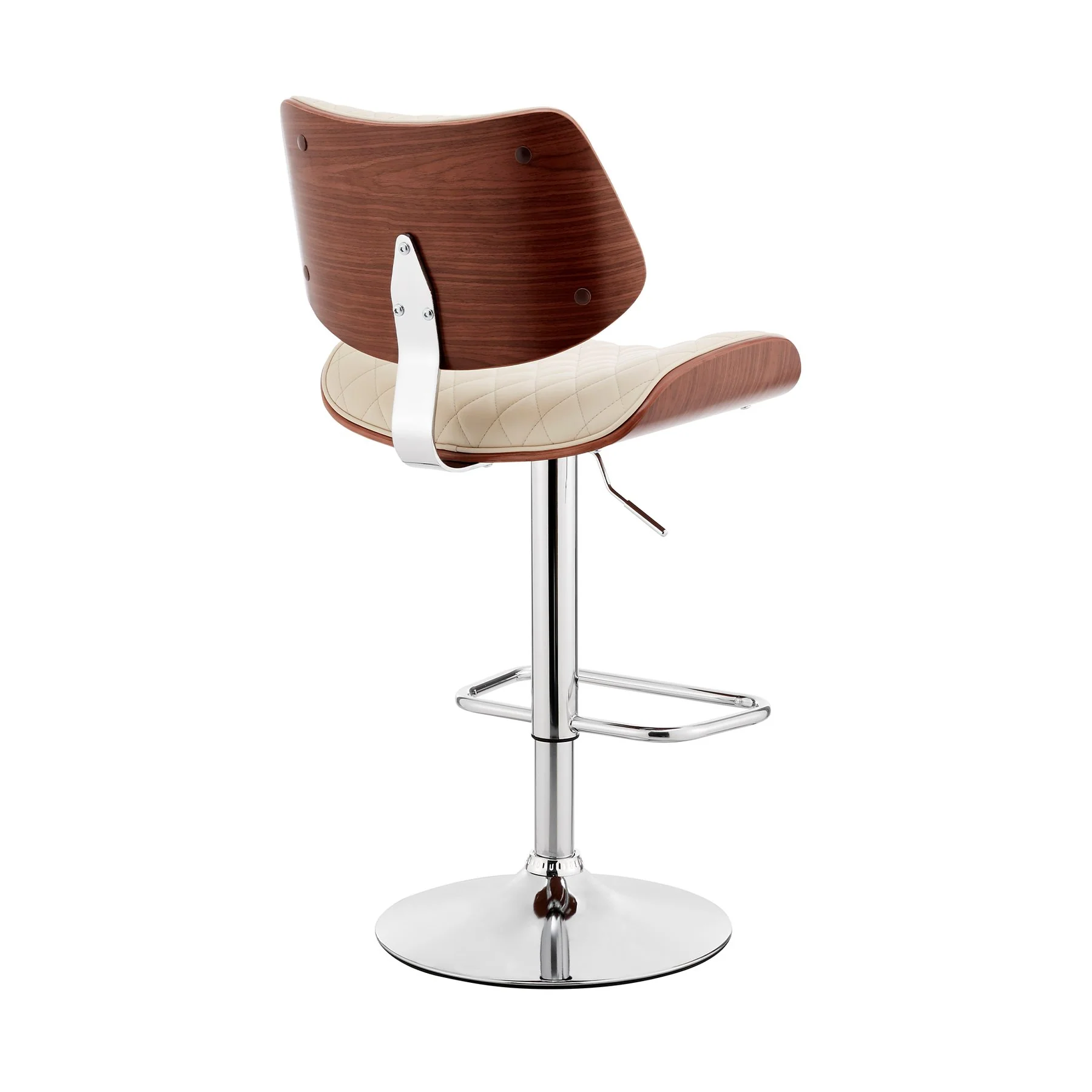Leland Adjustable Cream Faux Leather and Chrome Finish Bar Stool - Image 4