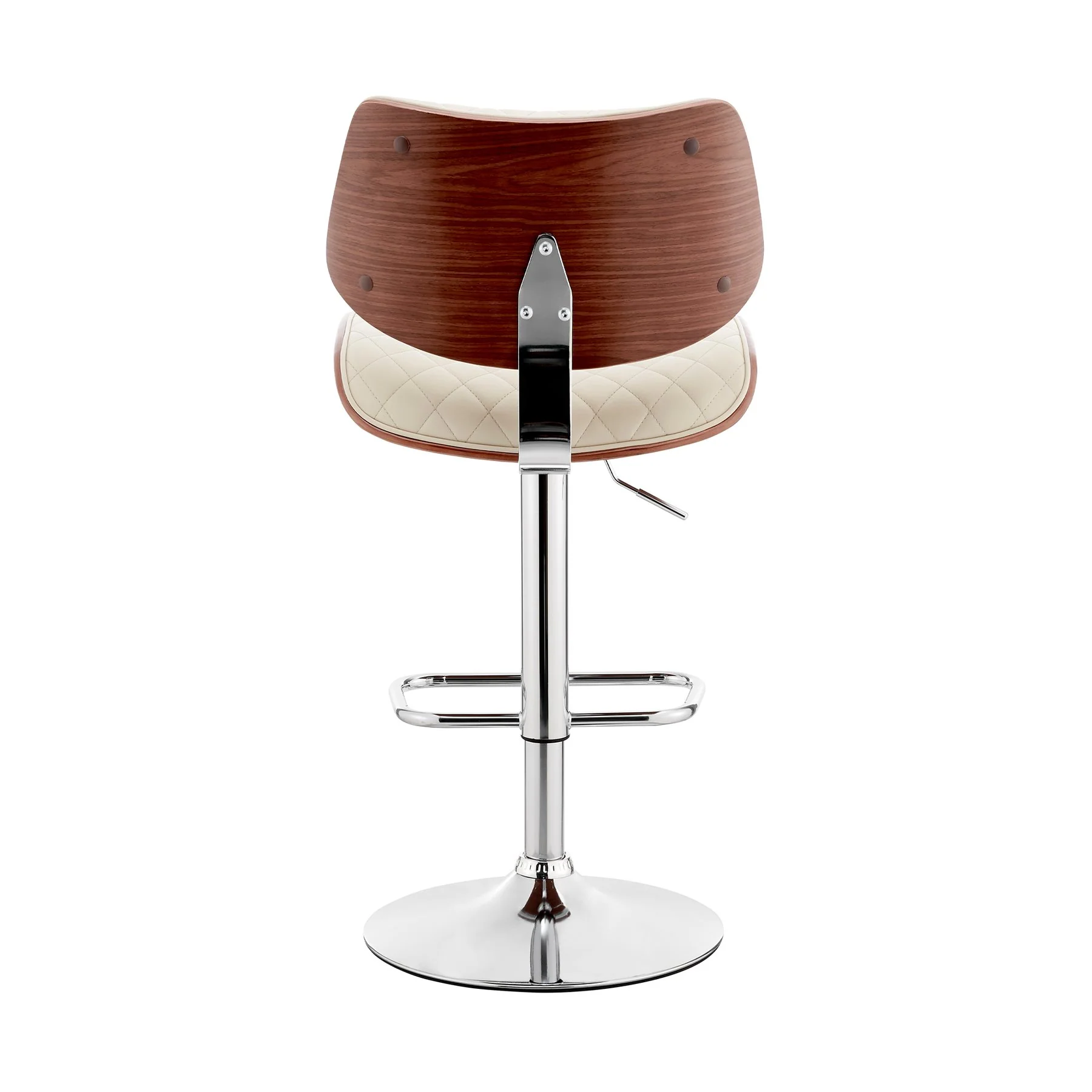 Leland Adjustable Cream Faux Leather and Chrome Finish Bar Stool - Image 5