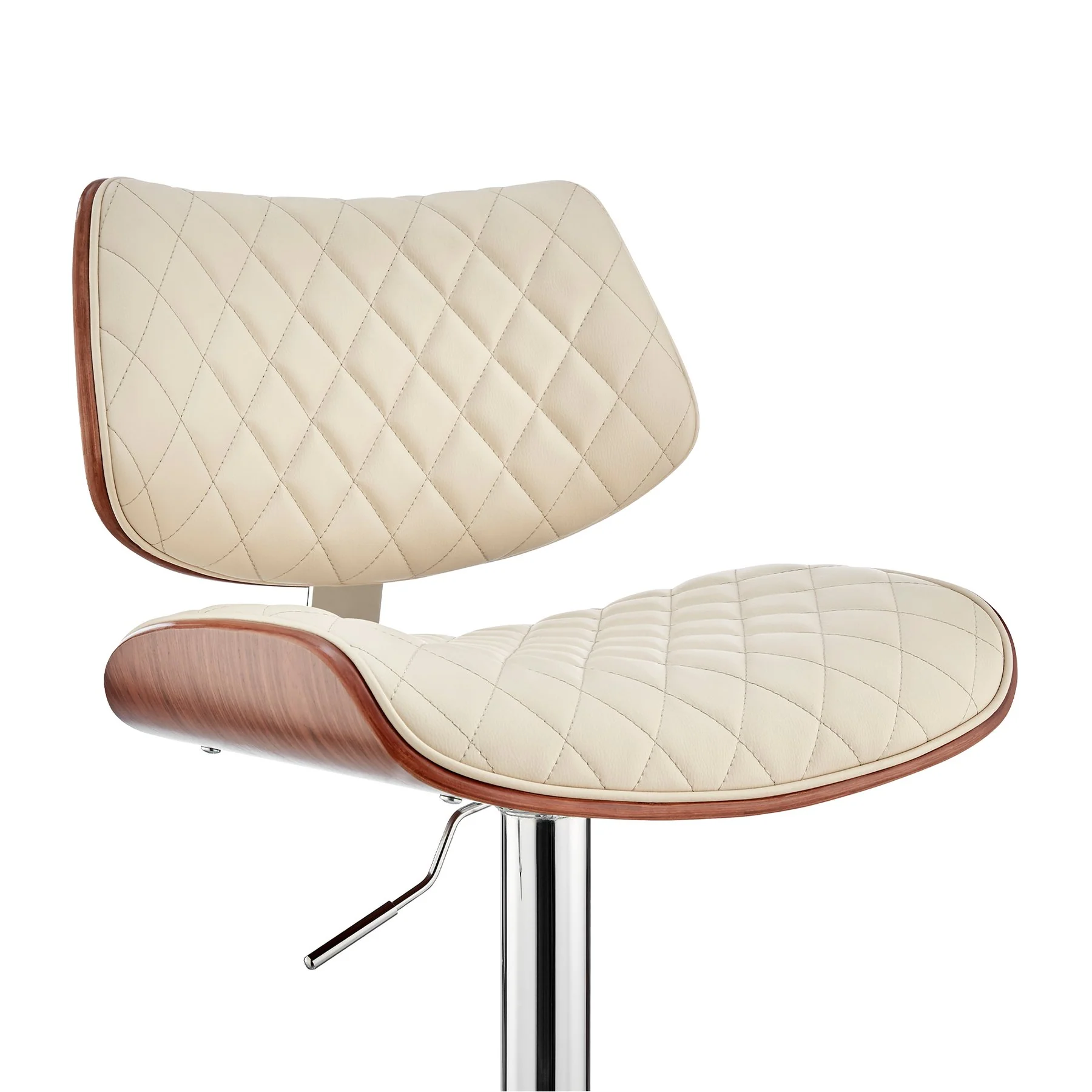 Leland Adjustable Cream Faux Leather and Chrome Finish Bar Stool - Image 6