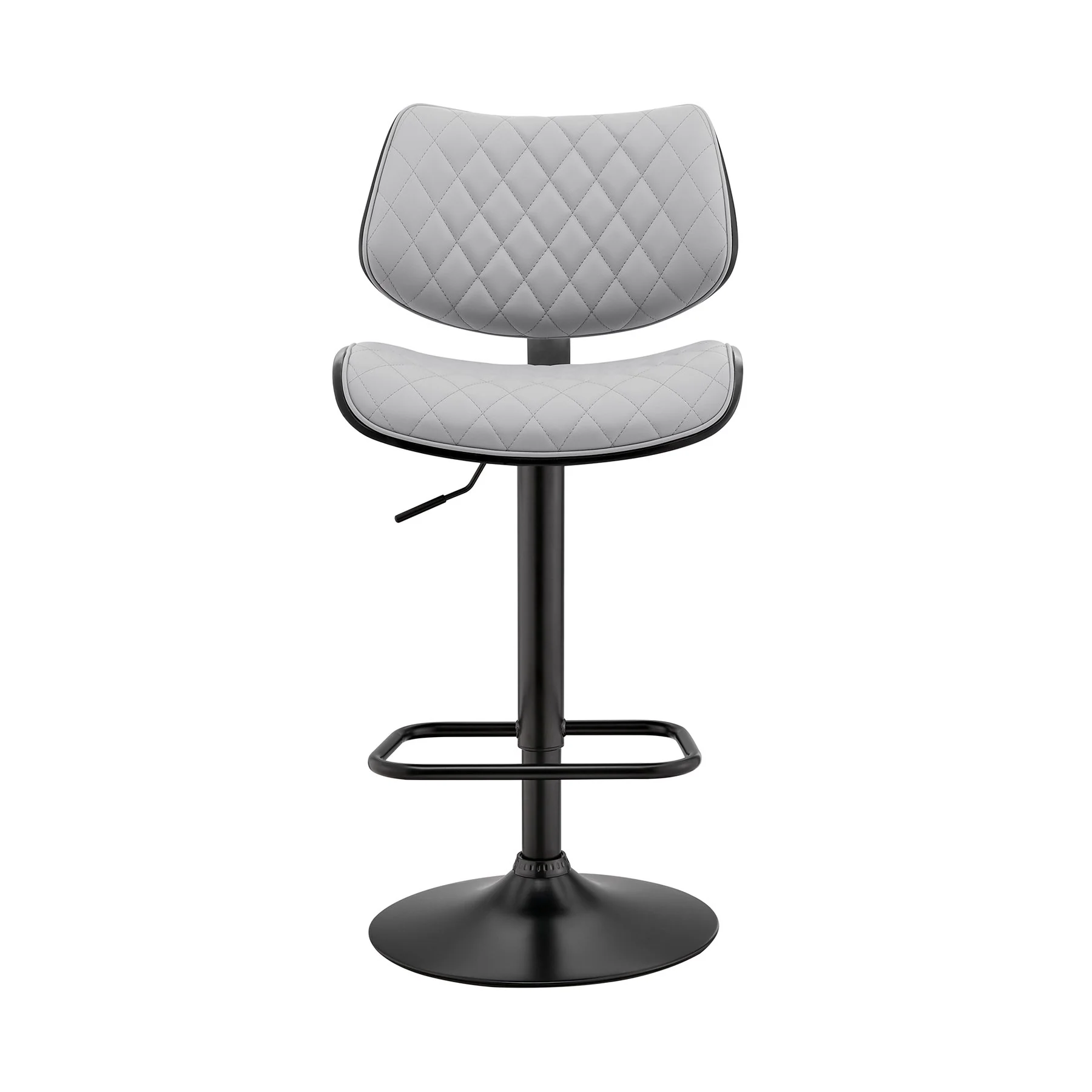 Leland Adjustable Gray Faux Leather and Black Finish Bar Stool - Image 2