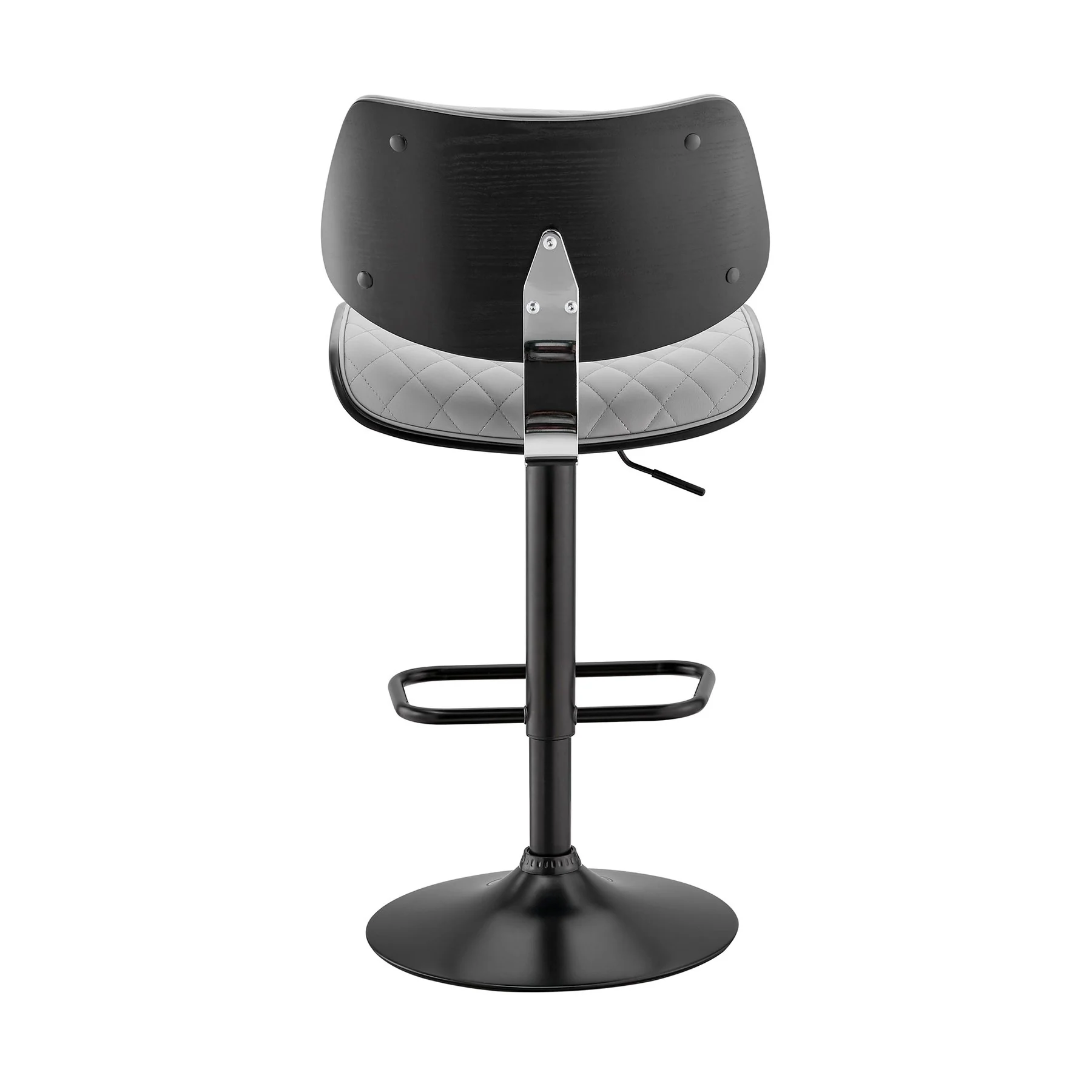Leland Adjustable Gray Faux Leather and Black Finish Bar Stool - Image 5