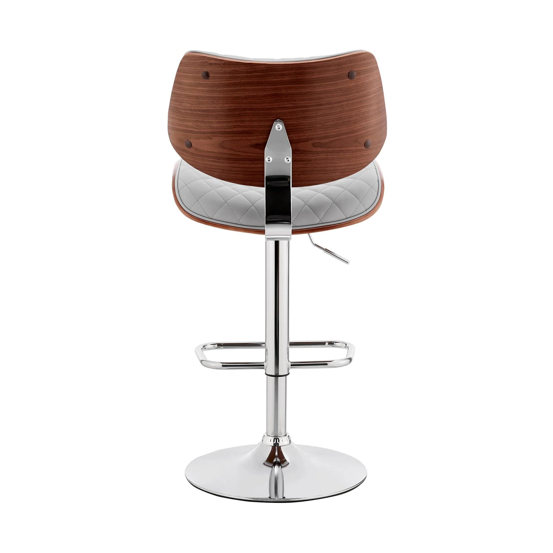 Leland Adjustable Gray Faux Leather and Chrome Finish Bar Stool - Image 5