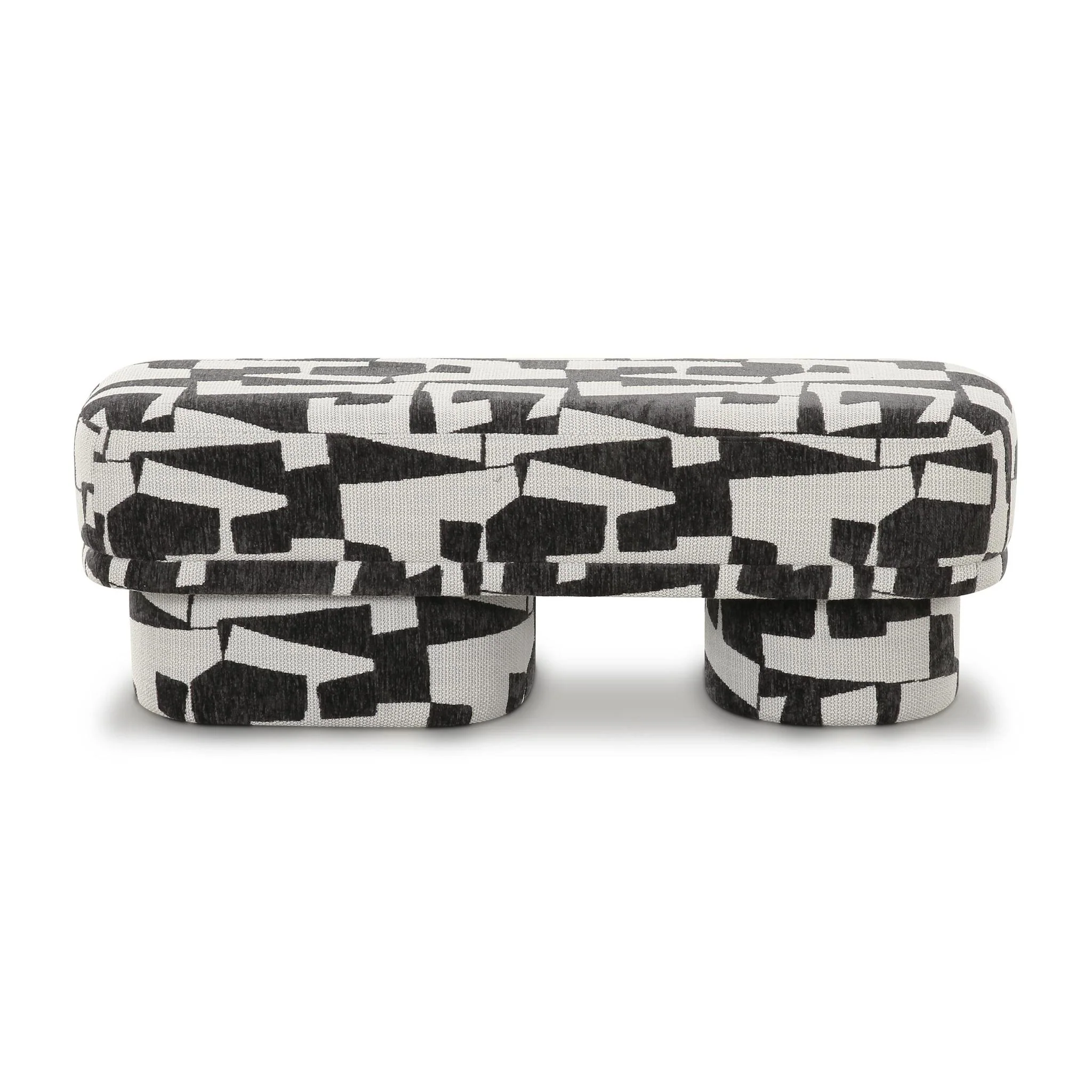 Lena Black and White Jacquard Bench - Image 3