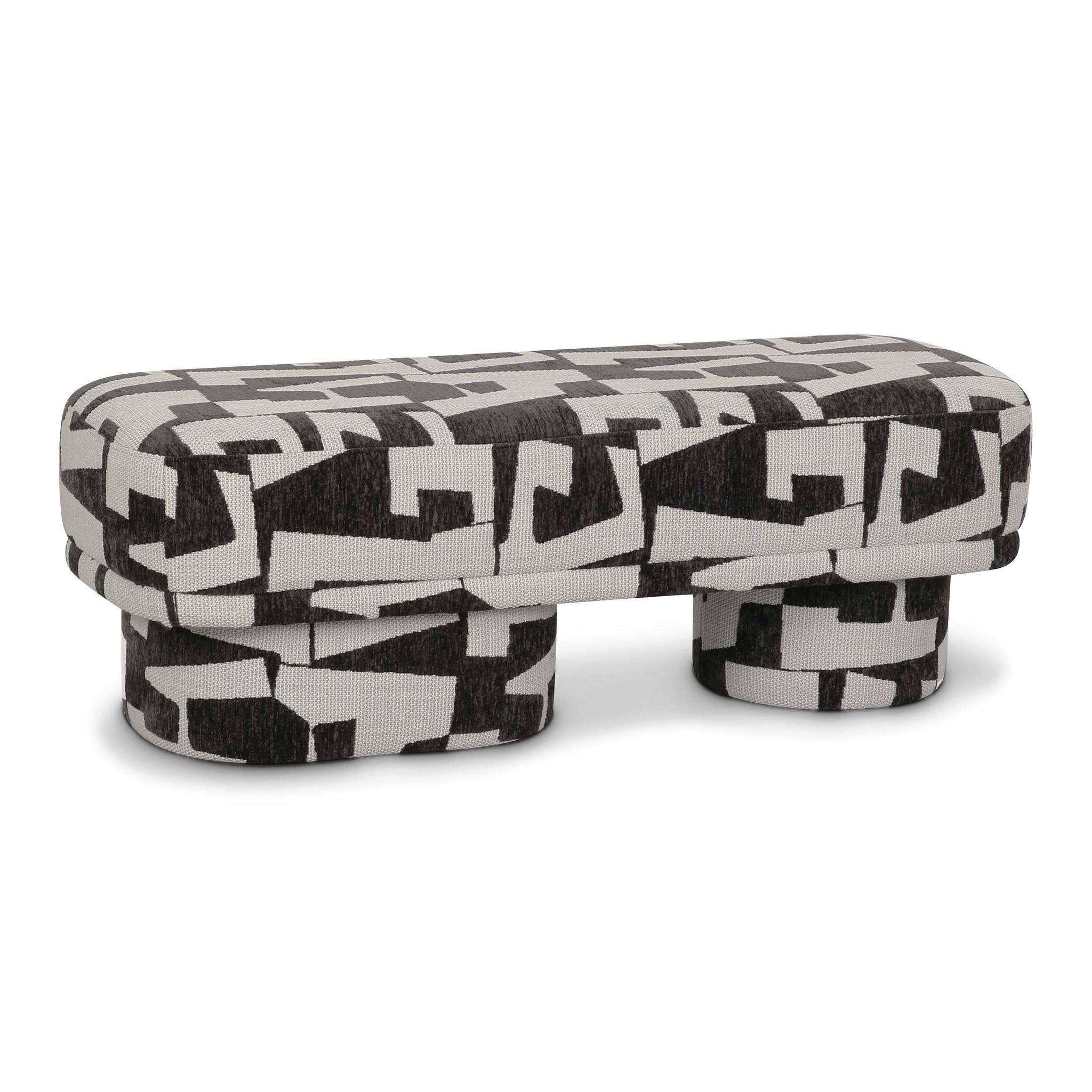 Lena Black and White Jacquard Bench - Image 4