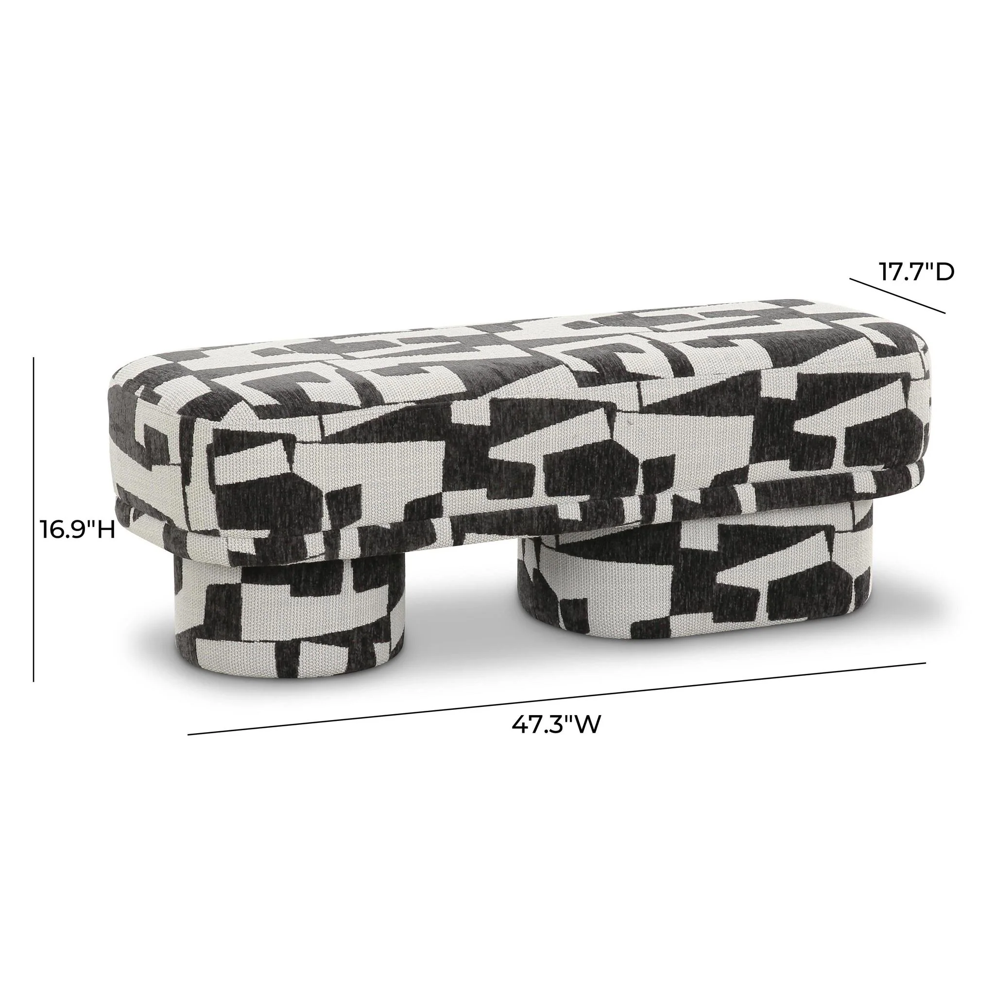 Lena Black and White Jacquard Bench - Image 7