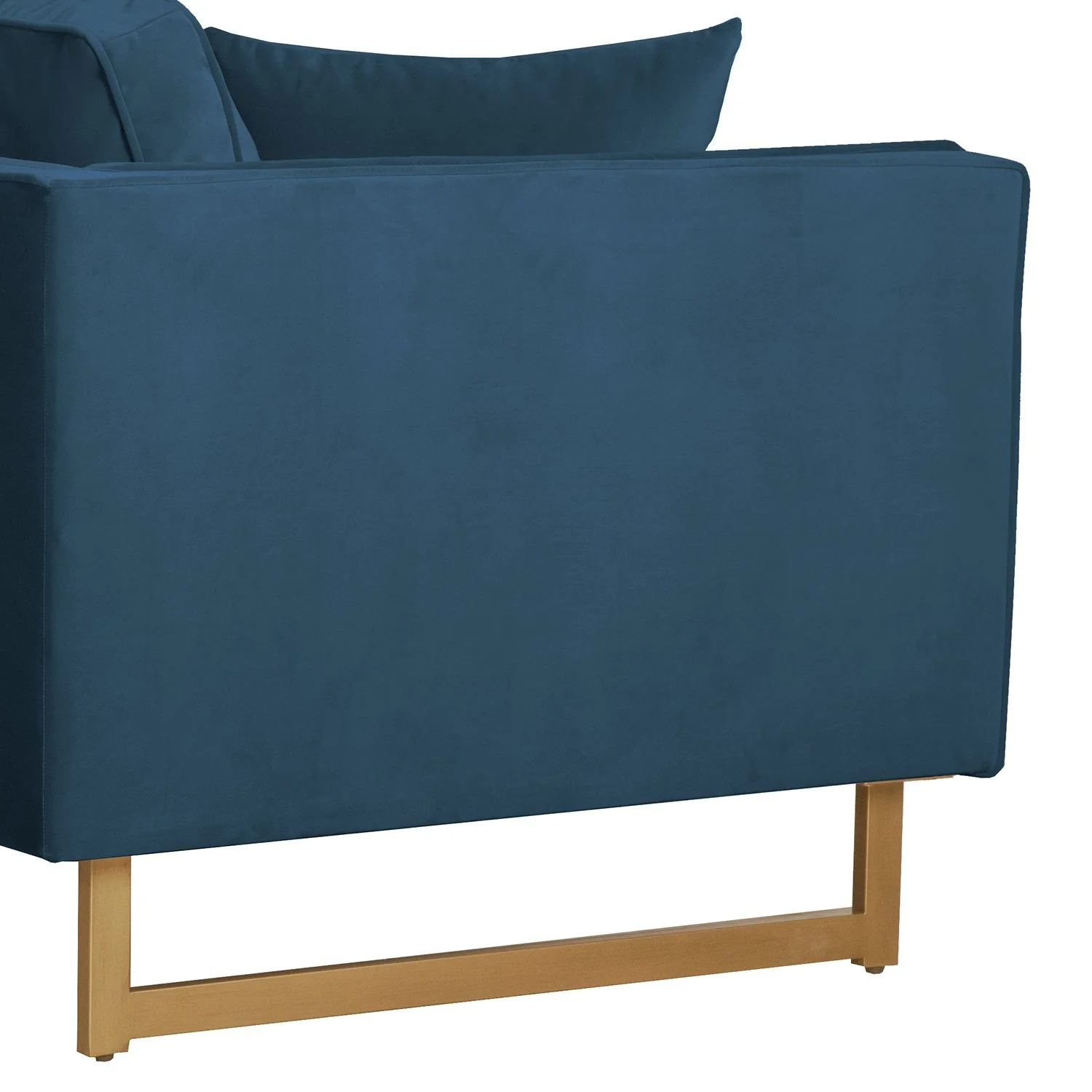 Lenox Blue Velvet Modern Sofa with Brass Legs - Image 3