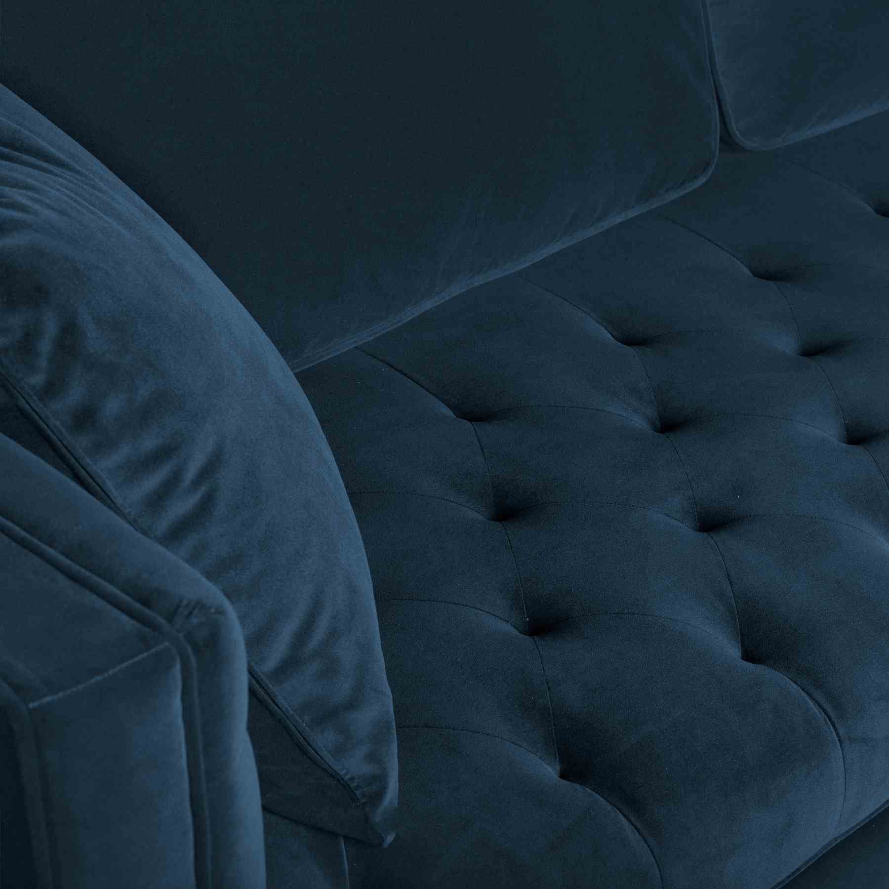 Lenox Blue Velvet Modern Sofa with Brass Legs - Image 5