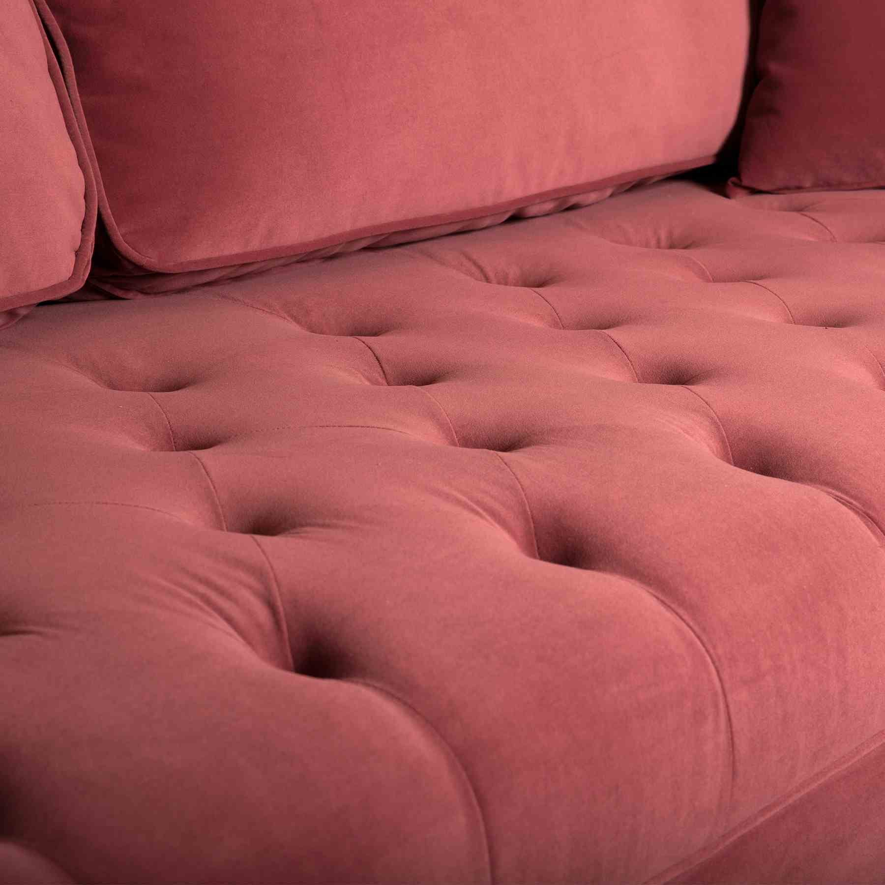 Lenox Pink Velvet Modern Sofa with Brass Legs - Image 4