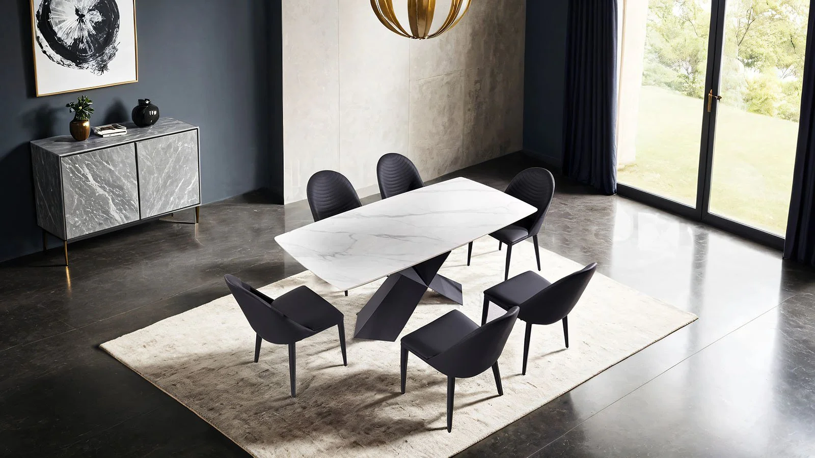 Lenvik Dining Table, Black/White - Image 2