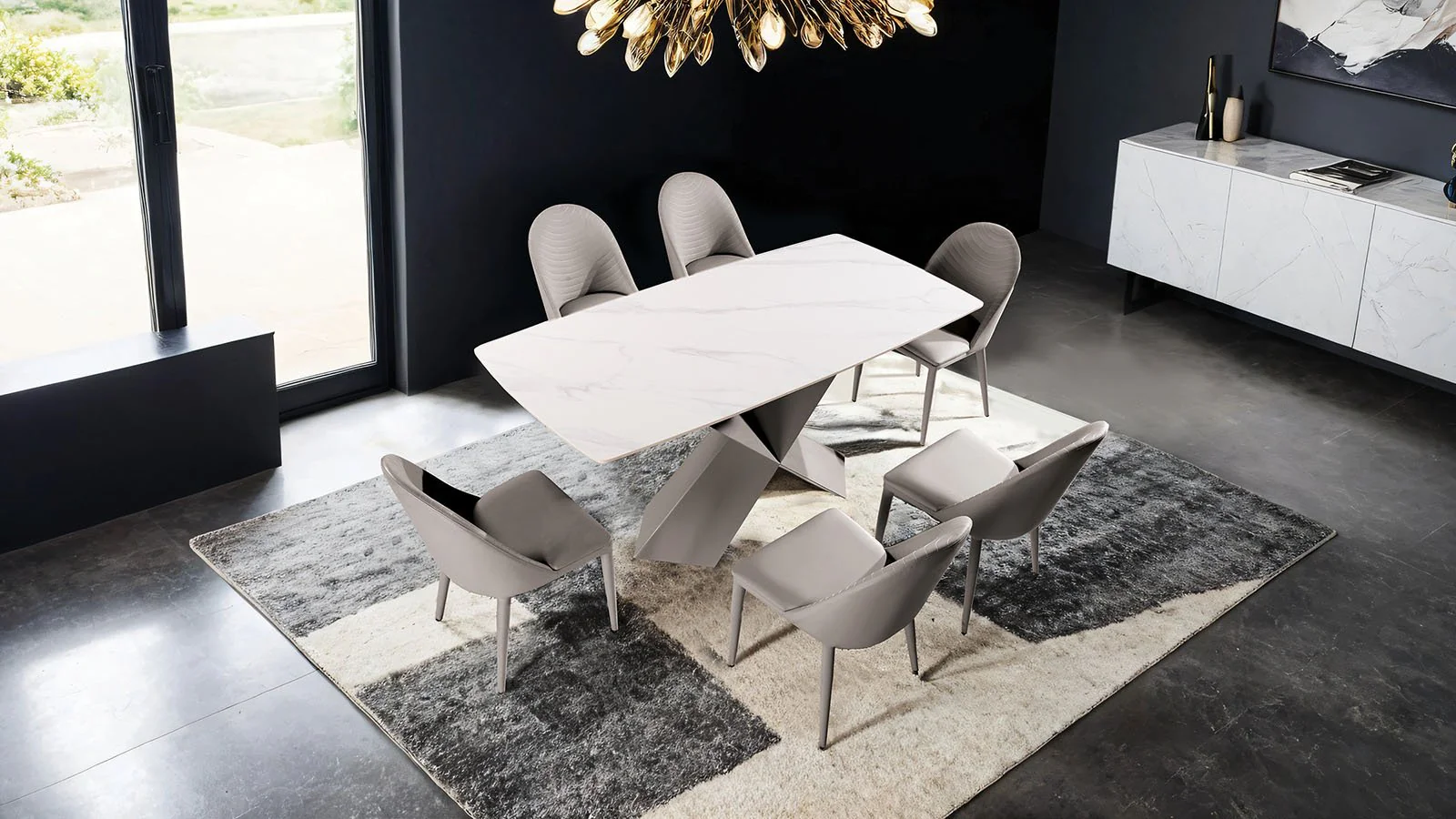 Lenvik Dining Table, Brown/White - Image 2