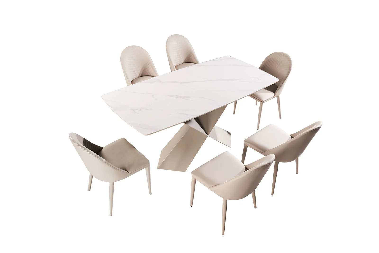 Lenvik Dining Table, Brown/White - Image 4