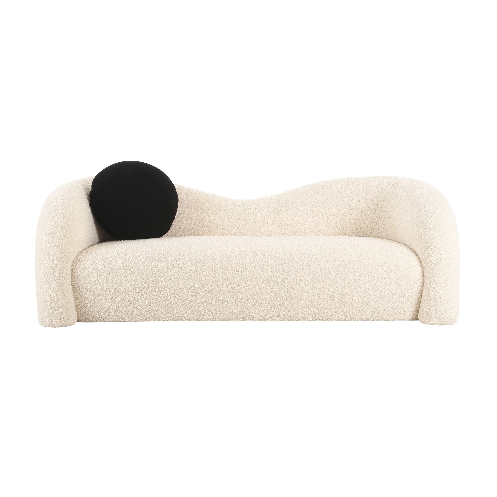 Leonie Beige Faux Shearling 84 inch Sofa - Image 4