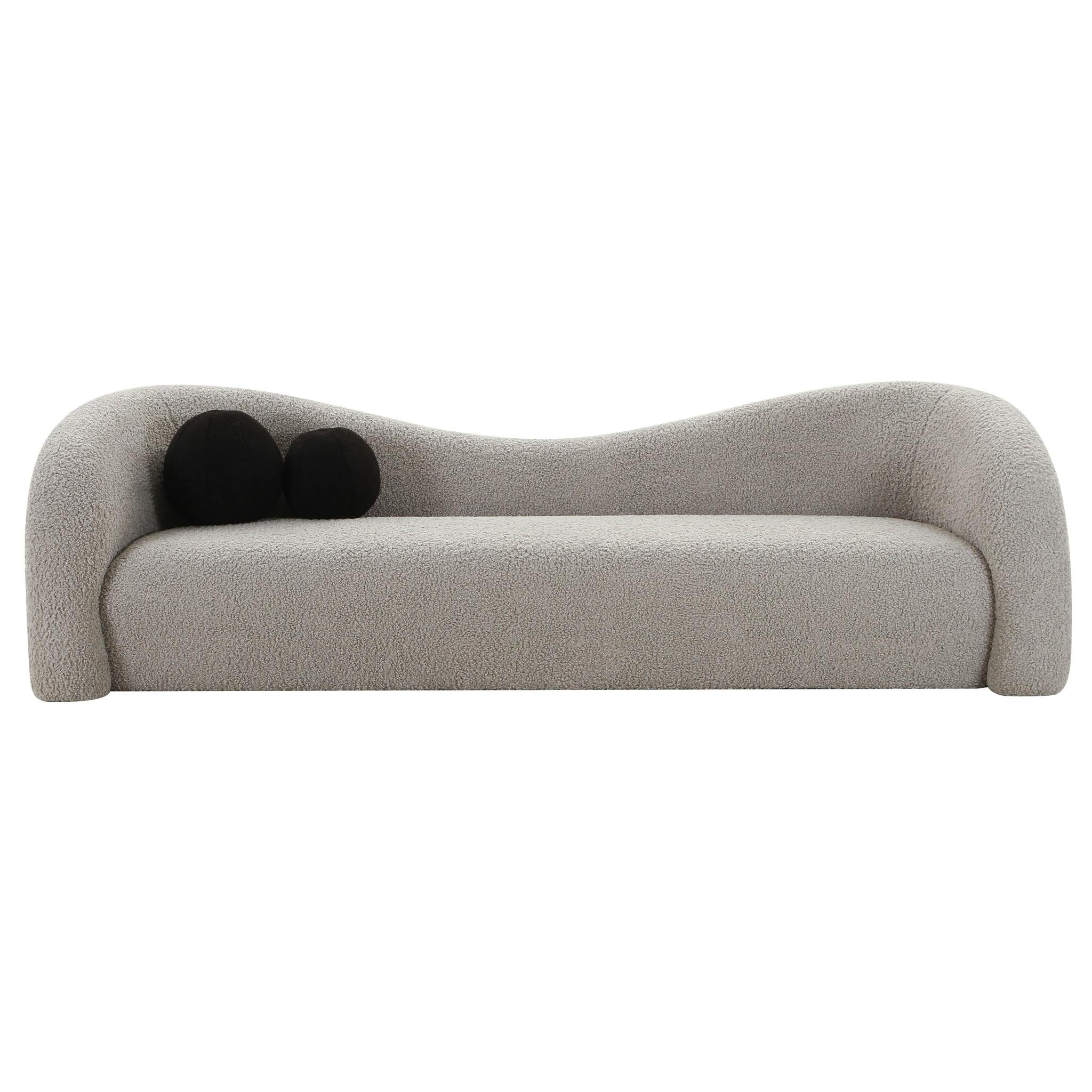 Leonie Grey Faux Shearling Sofa - Image 3