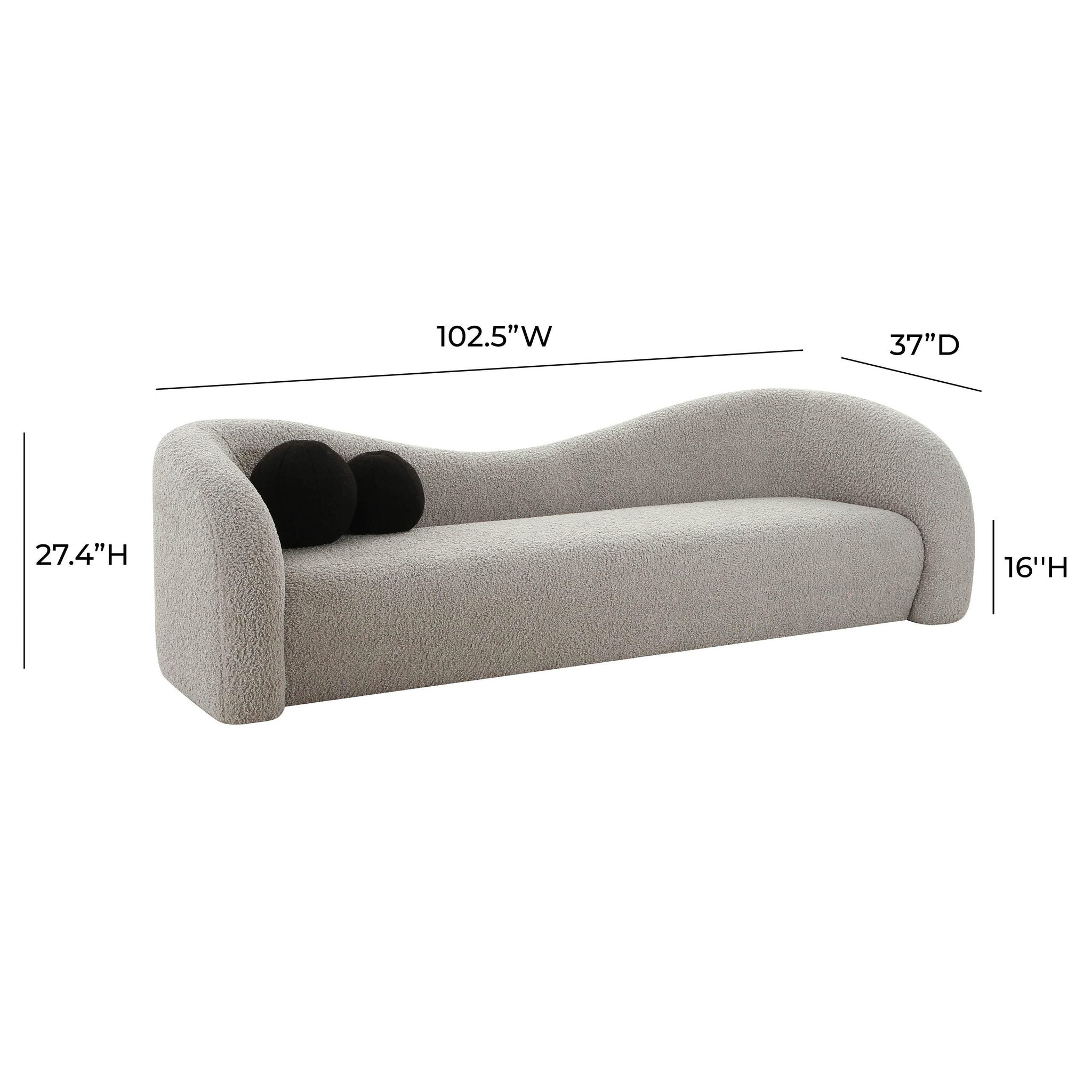 Leonie Grey Faux Shearling Sofa - Image 6