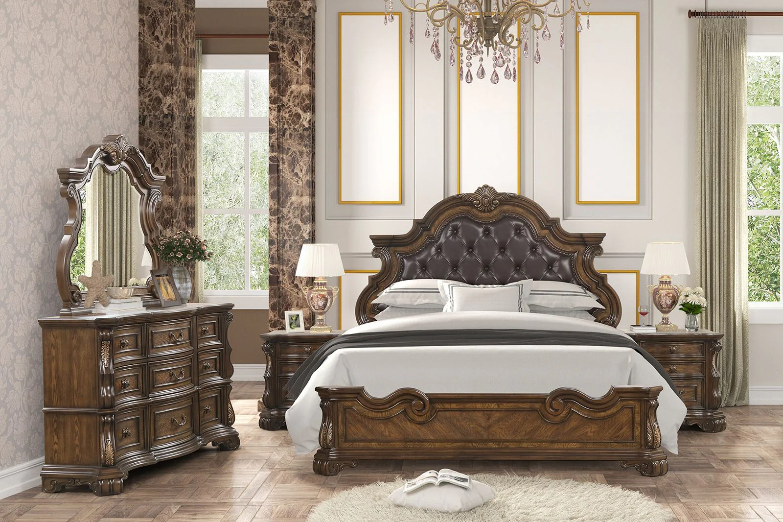 Leovanni 5 Pc. Queen Bedroom Set w/ Chest - Image 2