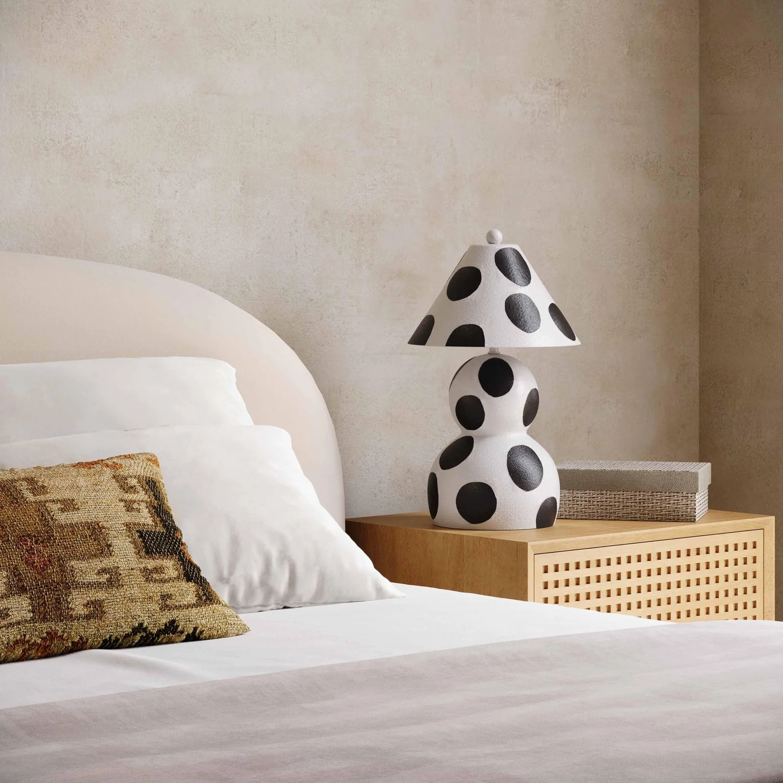 Lerici Black and White Papier Mache Table Lamp - Image 2