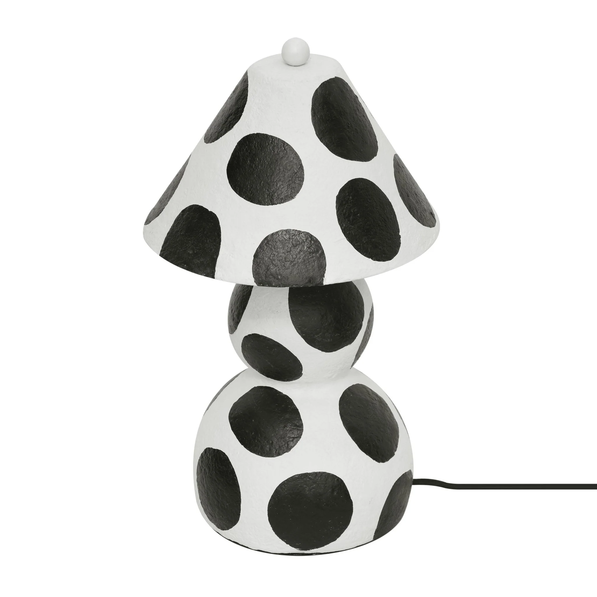 Lerici Black and White Papier Mache Table Lamp - Image 3