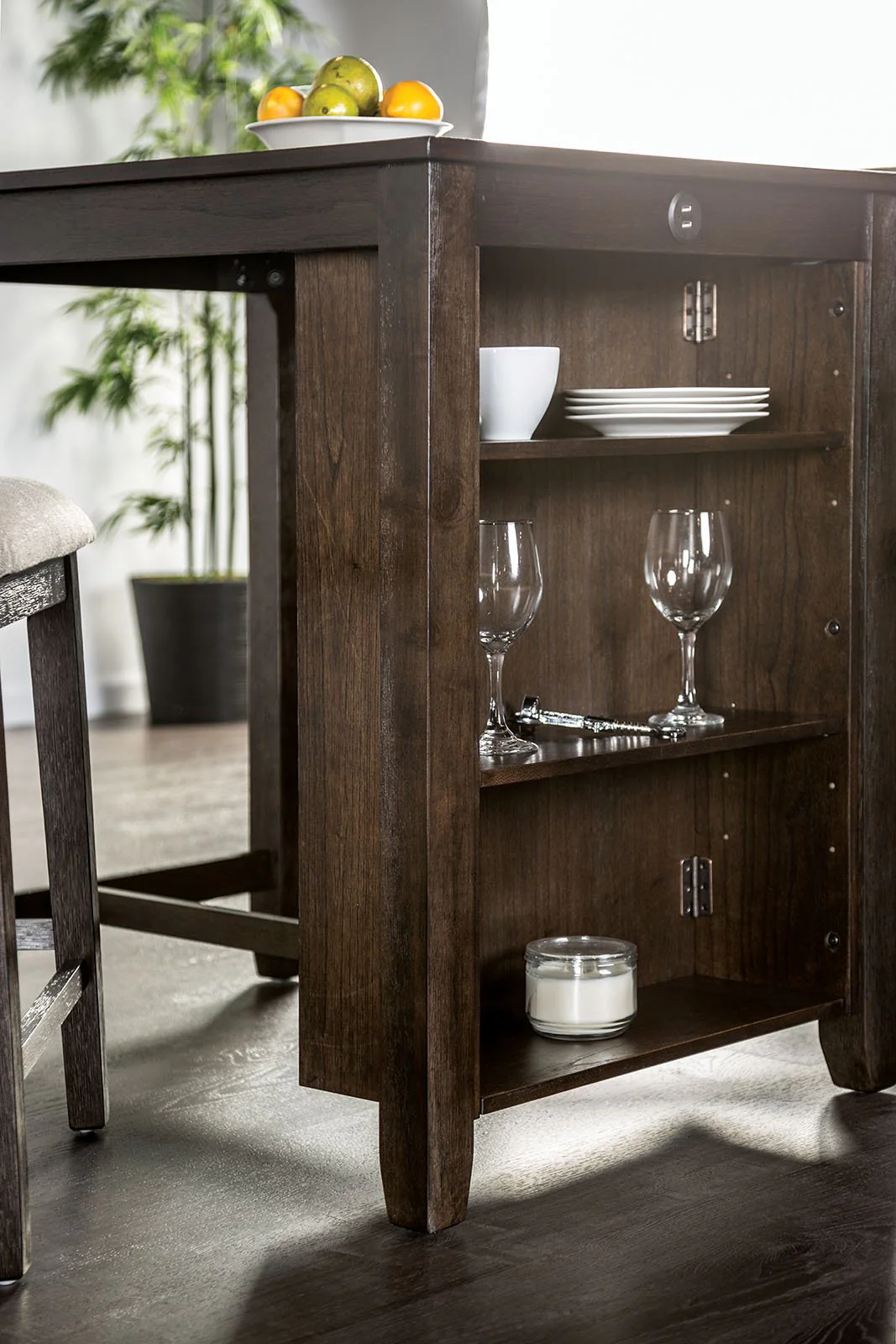 Lescles 3 Pc. Counter Ht. Table Set, Dark Cherry - Image 3