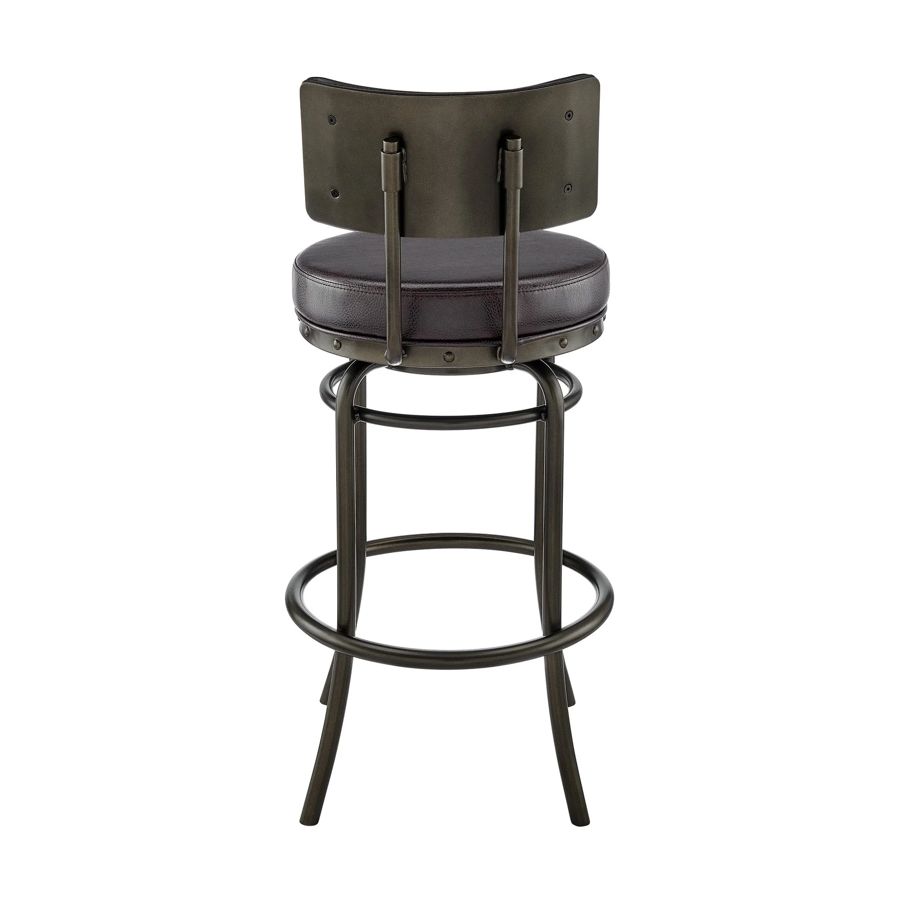 Leslie Swivel Counter or Bar Stool in Mocha Finish with Brown Faux Leather - Image 5