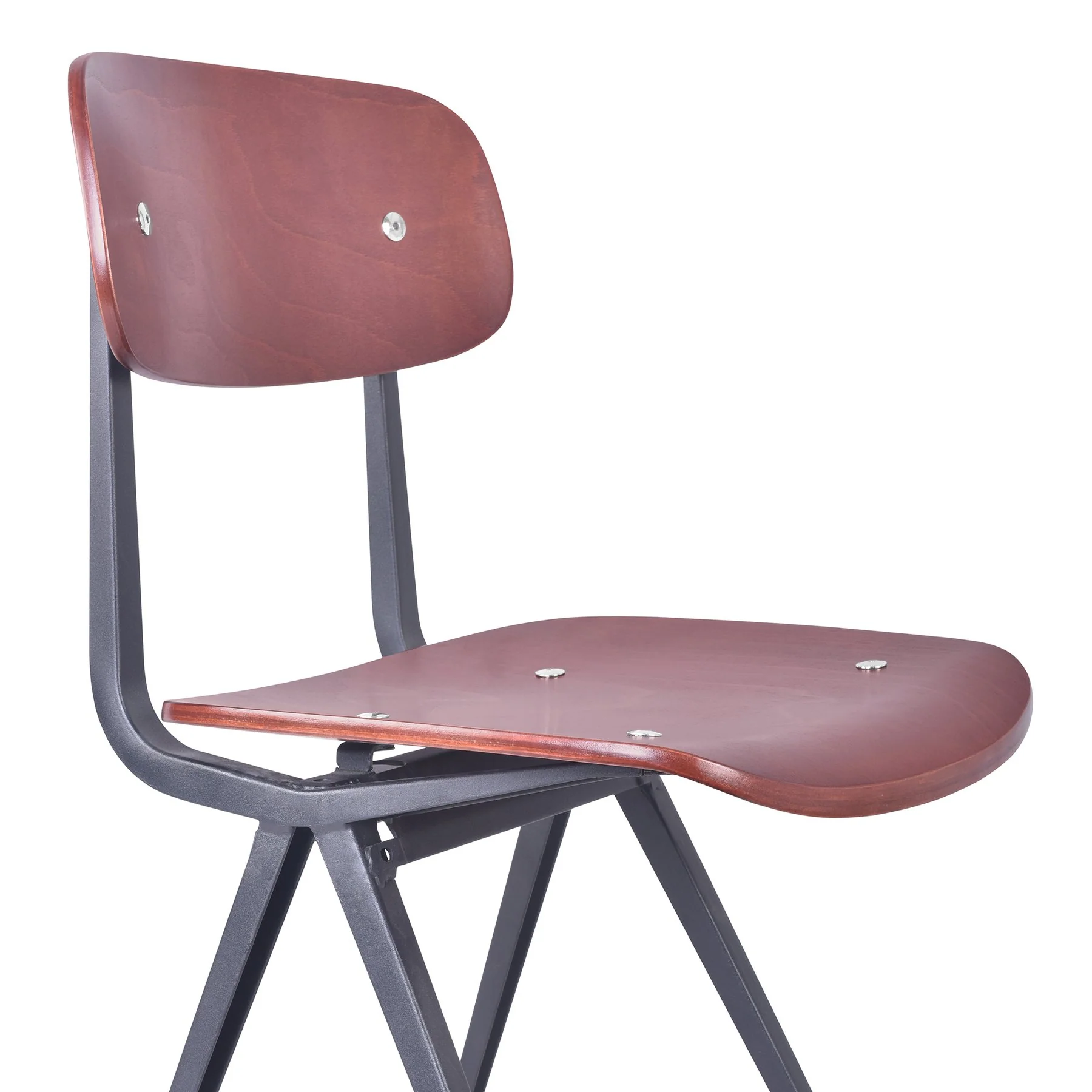 Levi Industrial Dining Chair in Black Metal with Wood Seat and Back - Set of 2 - Image 5