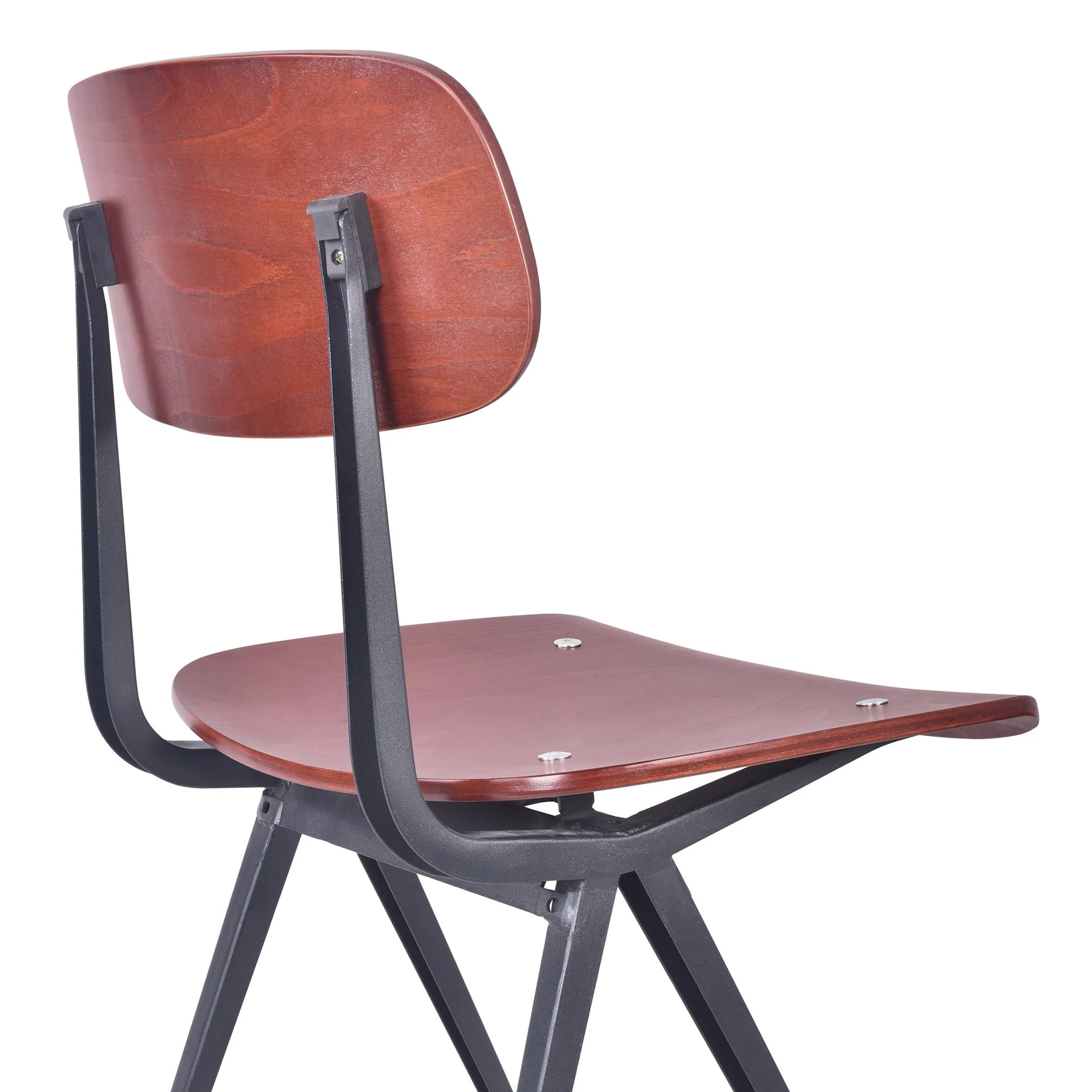 Levi Industrial Dining Chair in Black Metal with Wood Seat and Back - Set of 2 - Image 6