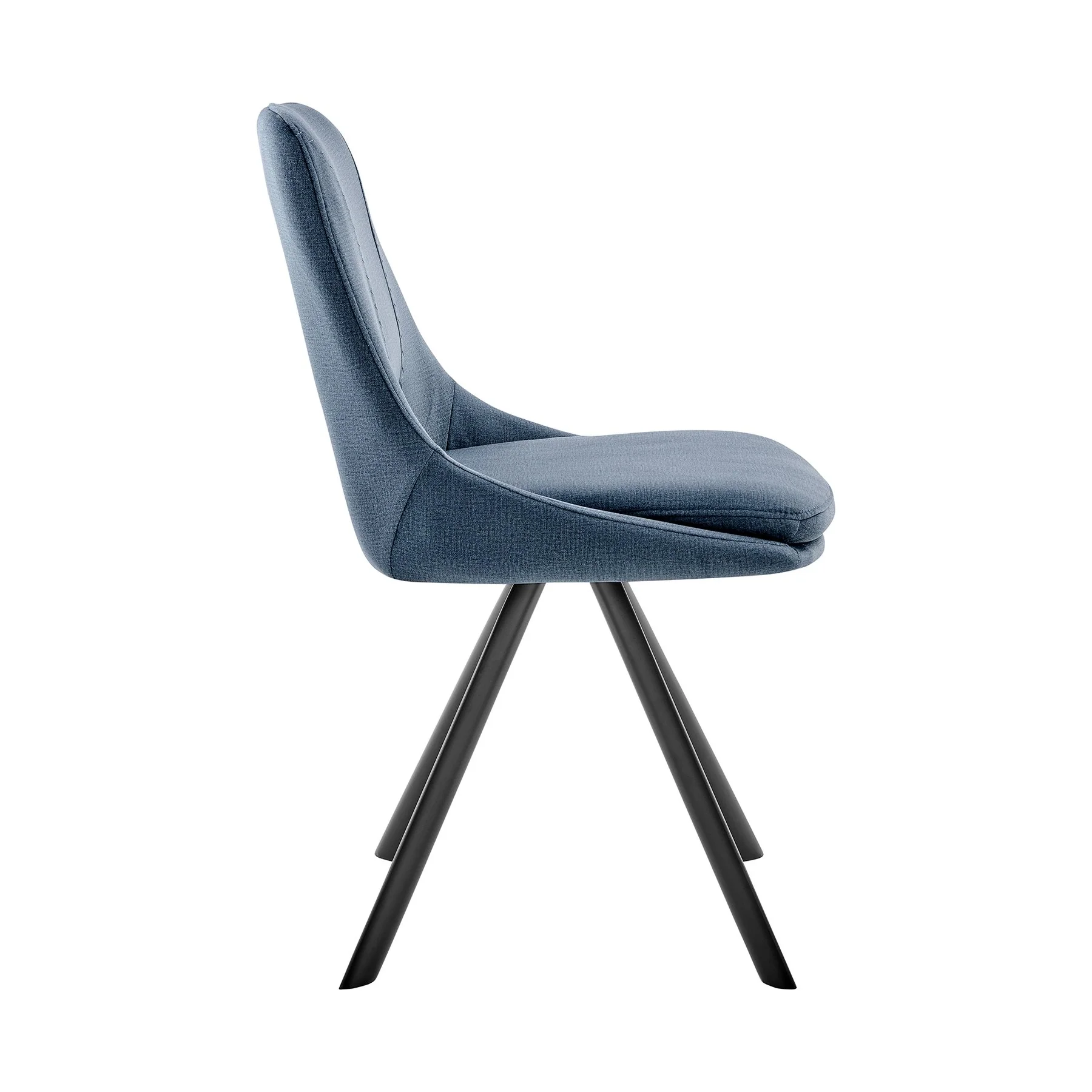 Lexi Dining Room Accent Chair in Blue Velvet and Black Finish - Set of 2 - Image 3