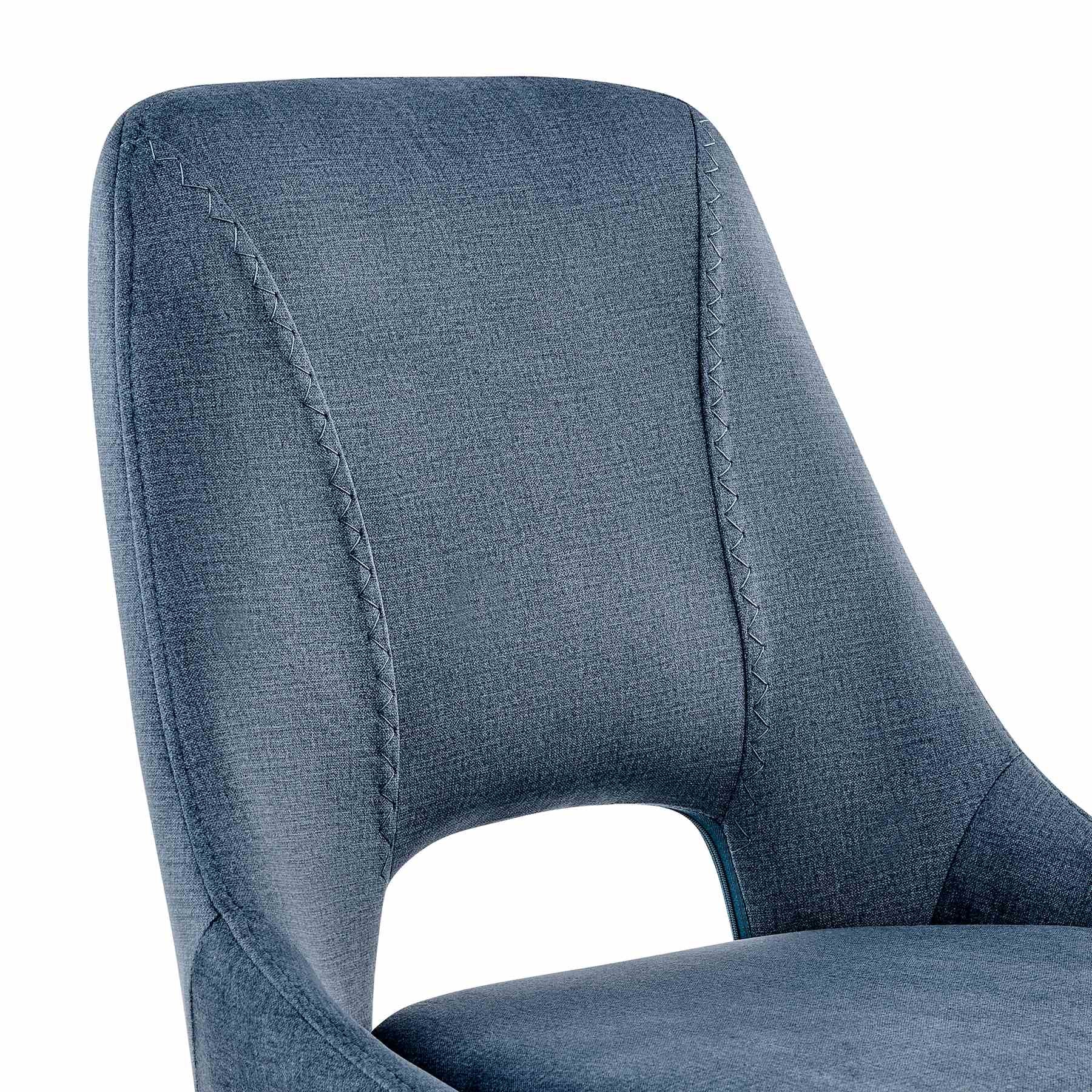 Lexi Dining Room Accent Chair in Blue Velvet and Black Finish - Set of 2 - Image 6