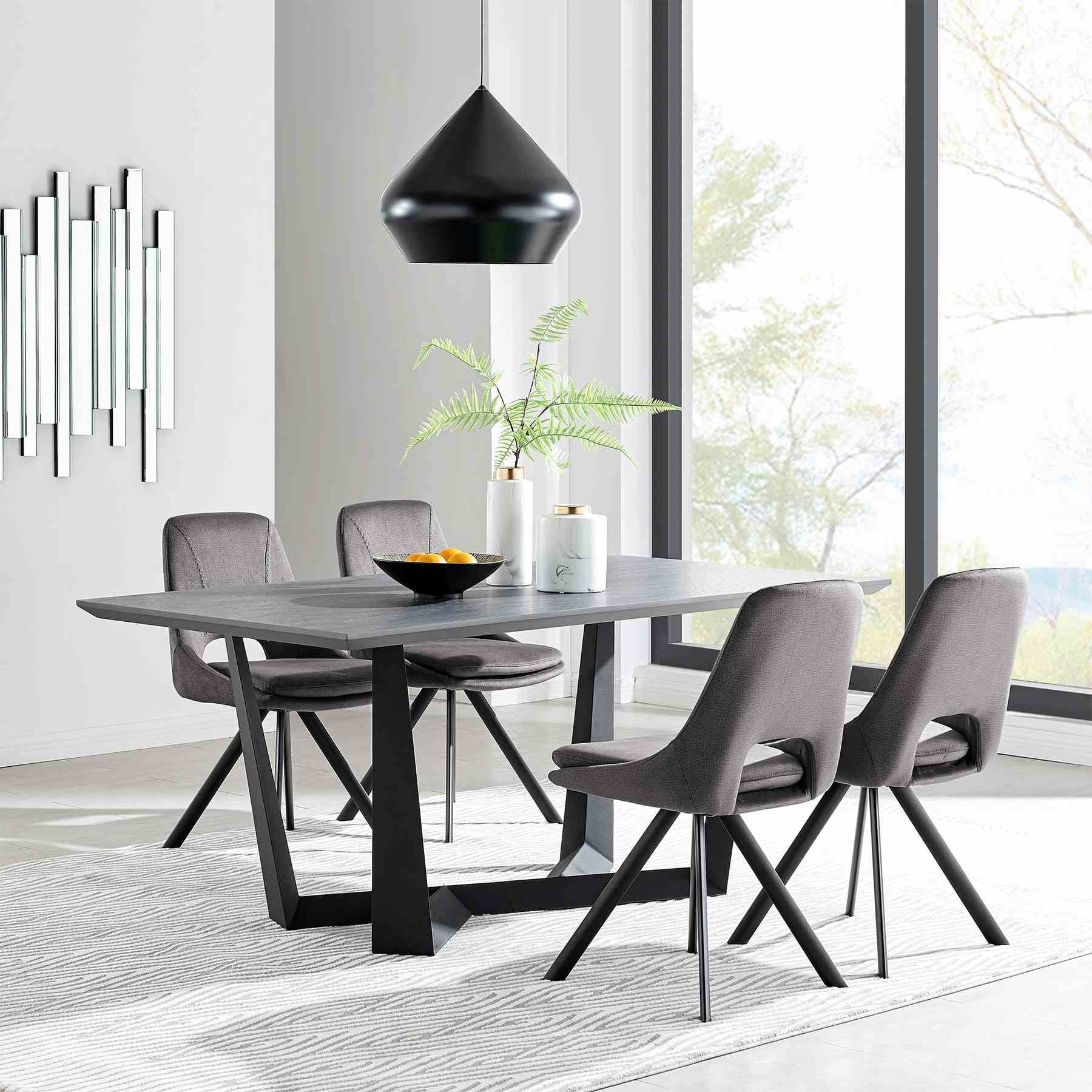 Lexi Dining room Accent Chair in Gray Velvet and Black Finish - Set of 2 - Image 10