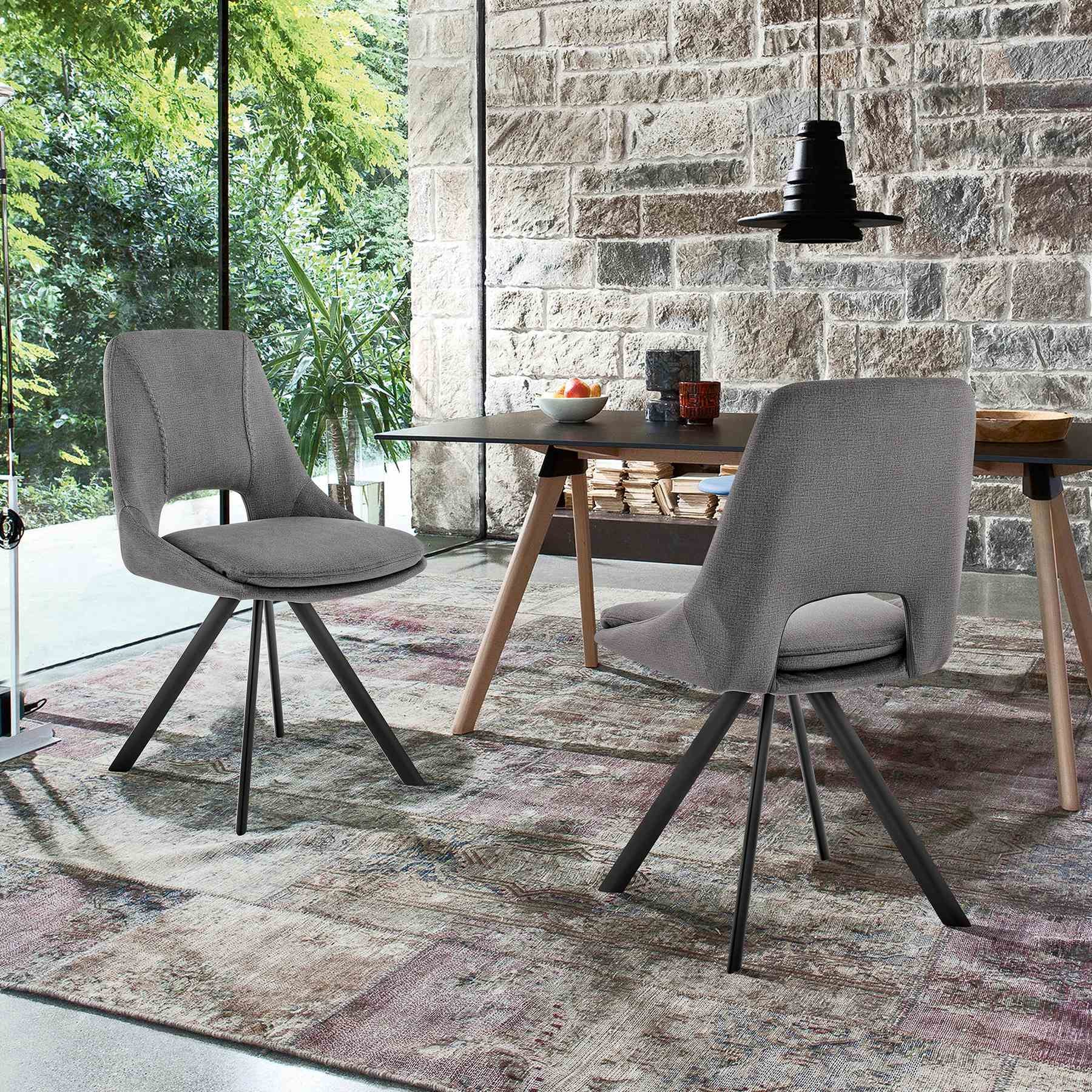 Lexi Dining room Accent Chair in Gray Velvet and Black Finish - Set of 2 - Image 9