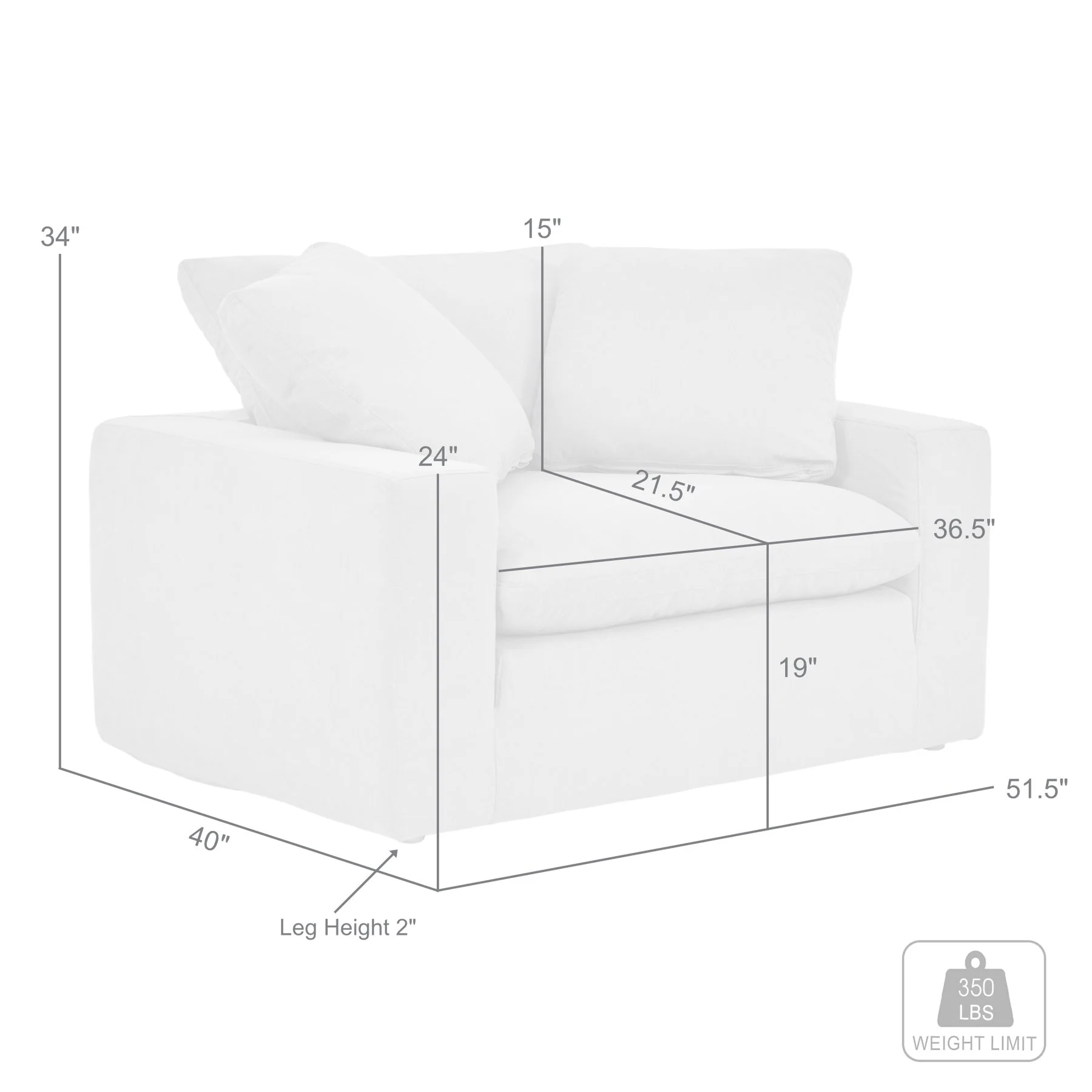 Liberty 51.5" Upholstered Chair and a Half in Slate Gray - Image 7