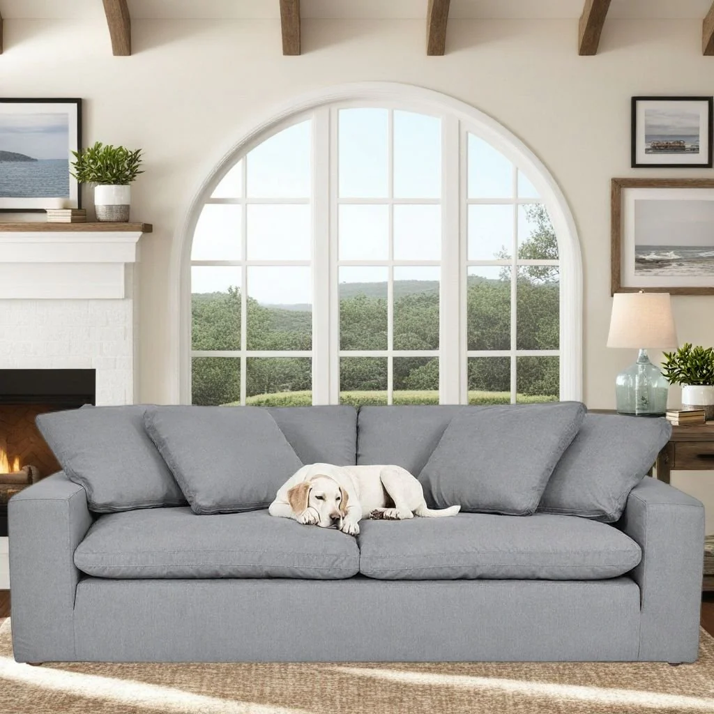 Liberty 96.5" Upholstered Sofa in Slate Gray - Image 8
