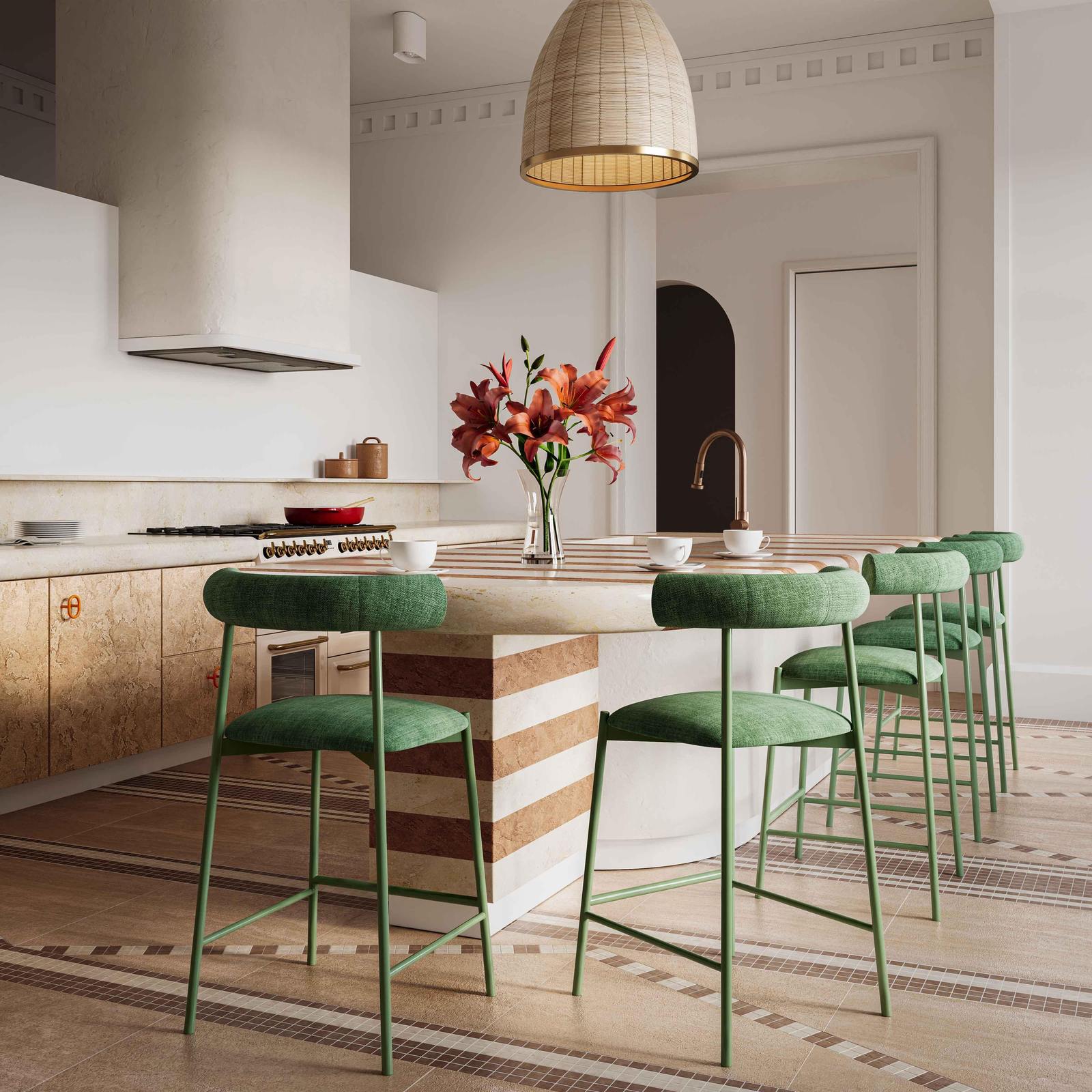 Liliana Forest Green Performance Velvet Bar Stool - Image 2