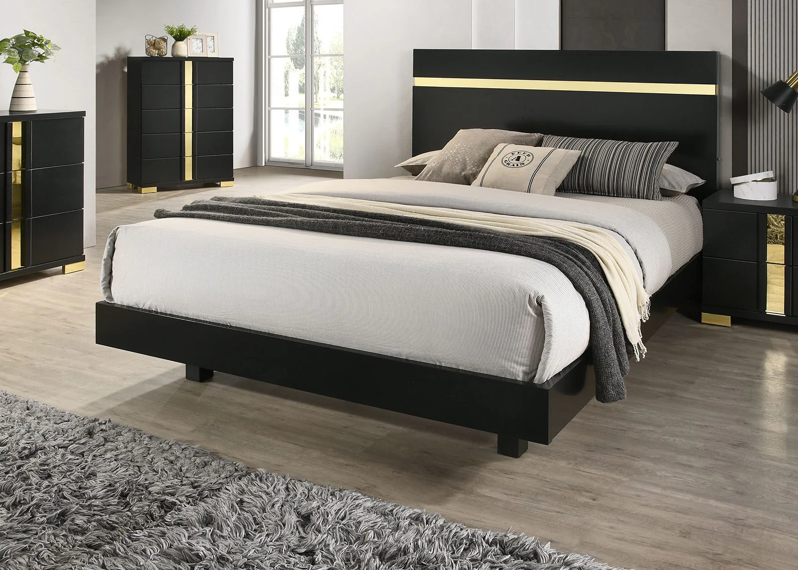 Lillestrom Twin Bed, Black/Gold - Image 4