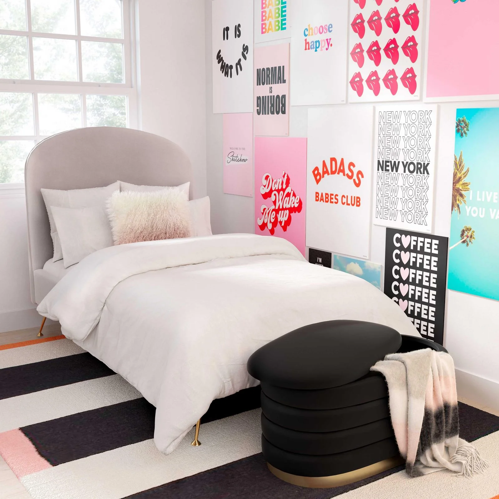 Lillian Black Velvet Storage Bench - Image 2