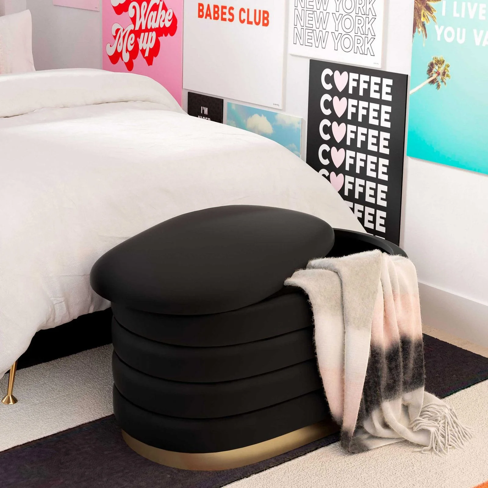 Lillian Black Velvet Storage Bench - Image 8