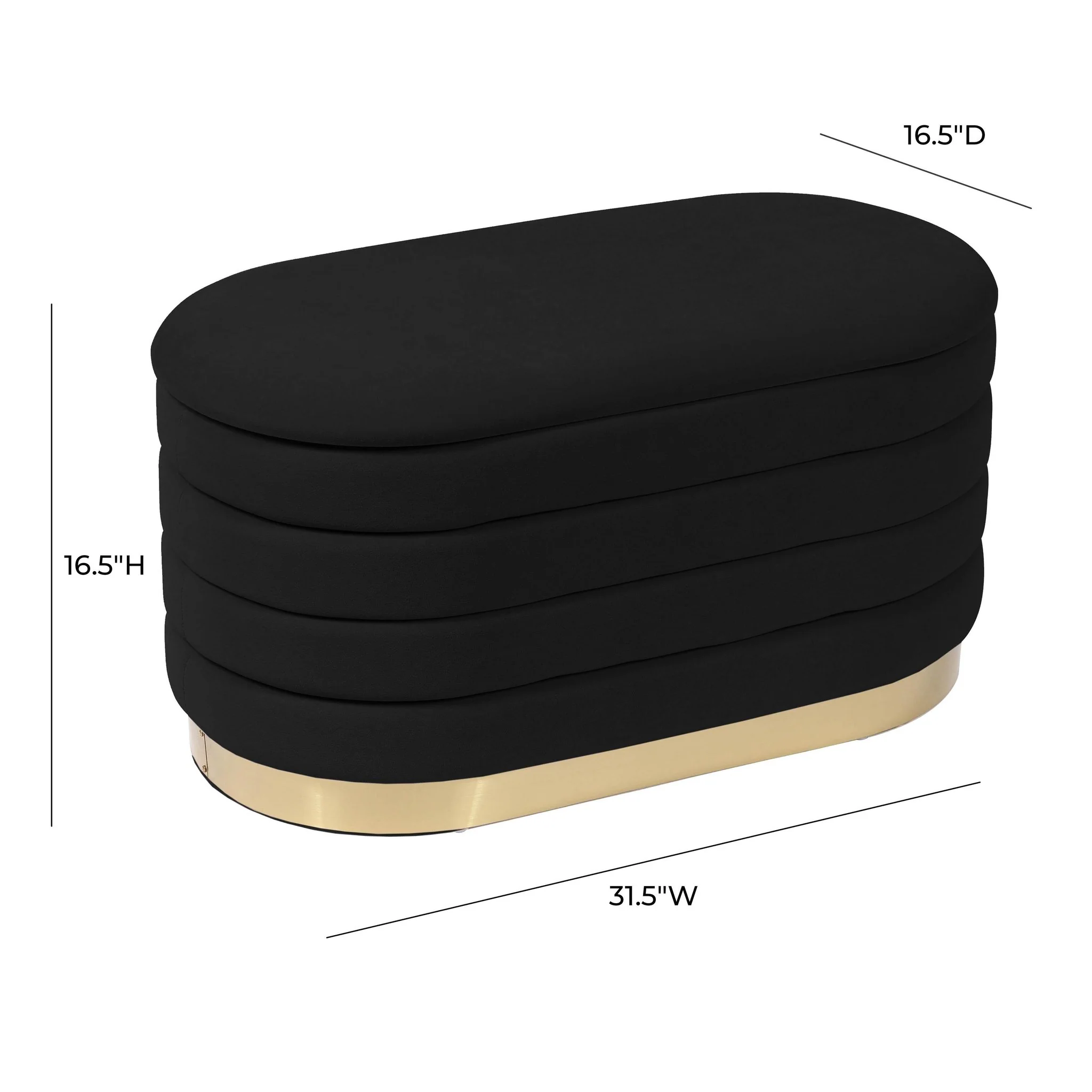 Lillian Black Velvet Storage Bench - Image 9