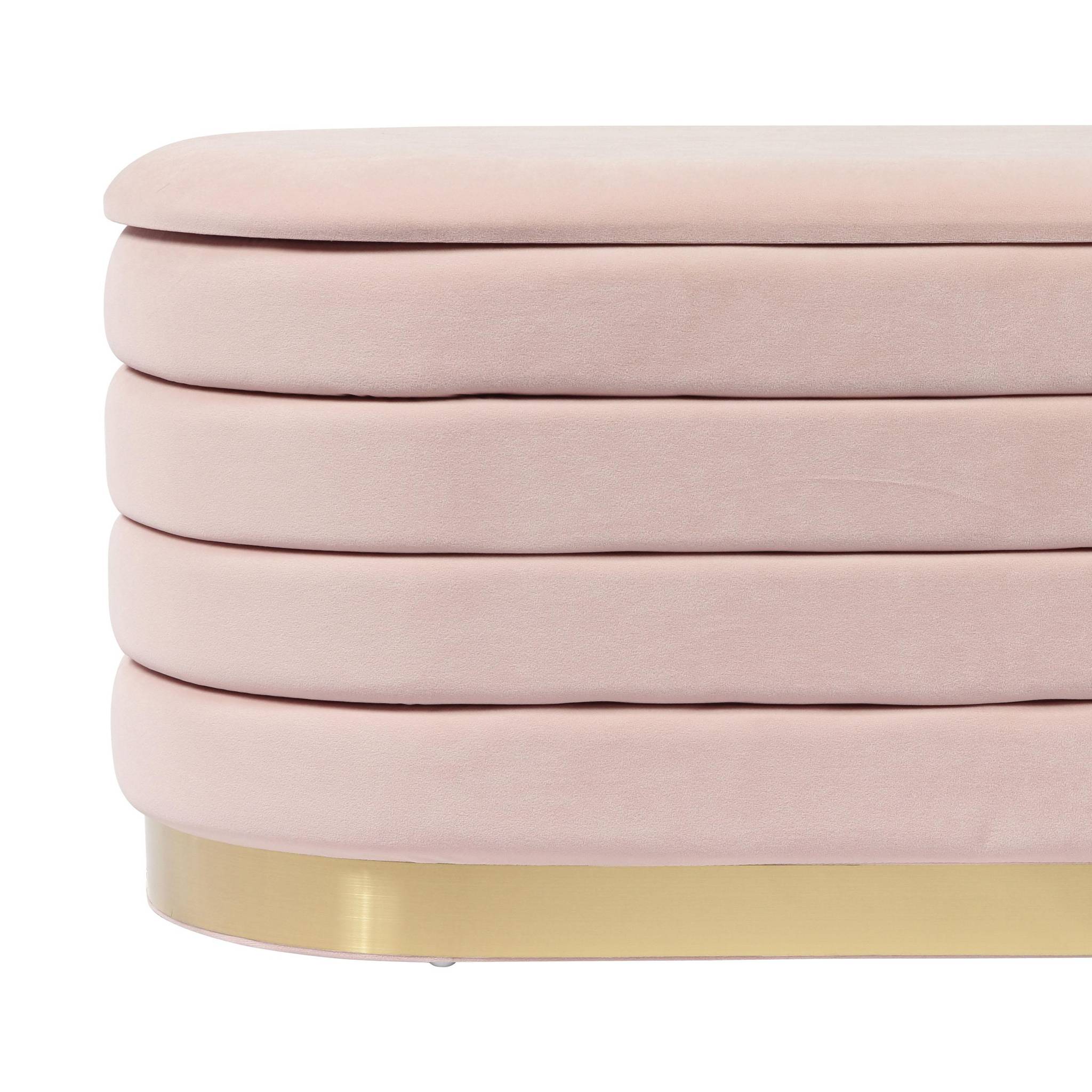 Lillian Blush Velvet Storage Bench - Image 7